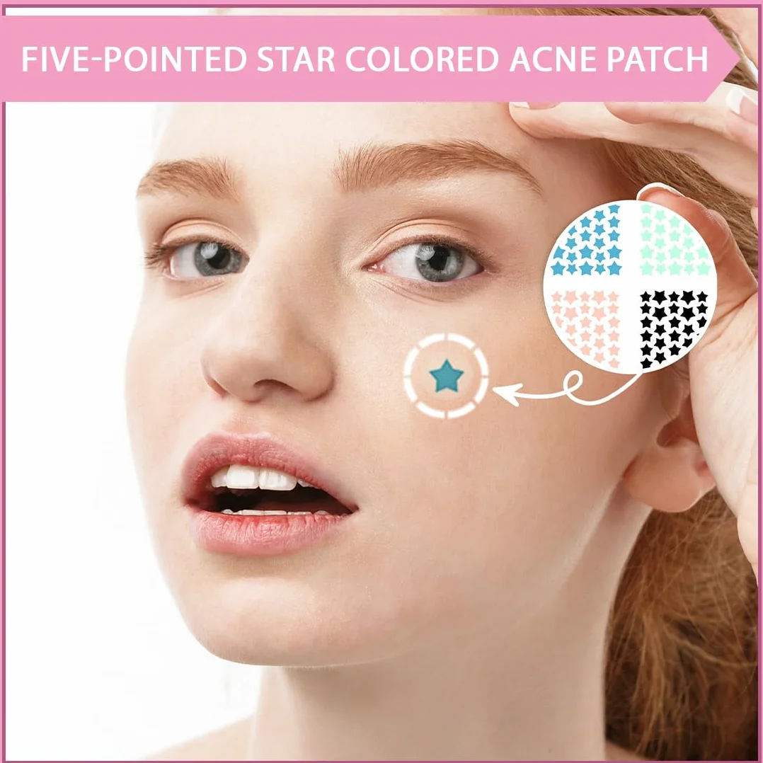 JEYORZY 200 Pezzi pimple patch star, patch brufoli stelline Invisibile Naturale Hydrocolloid e Traspirante,Cerotti Idrocolloidali Cerotti Brufoli Stelline Patch Brufoli Stelline Con Olio Di Tea Tree