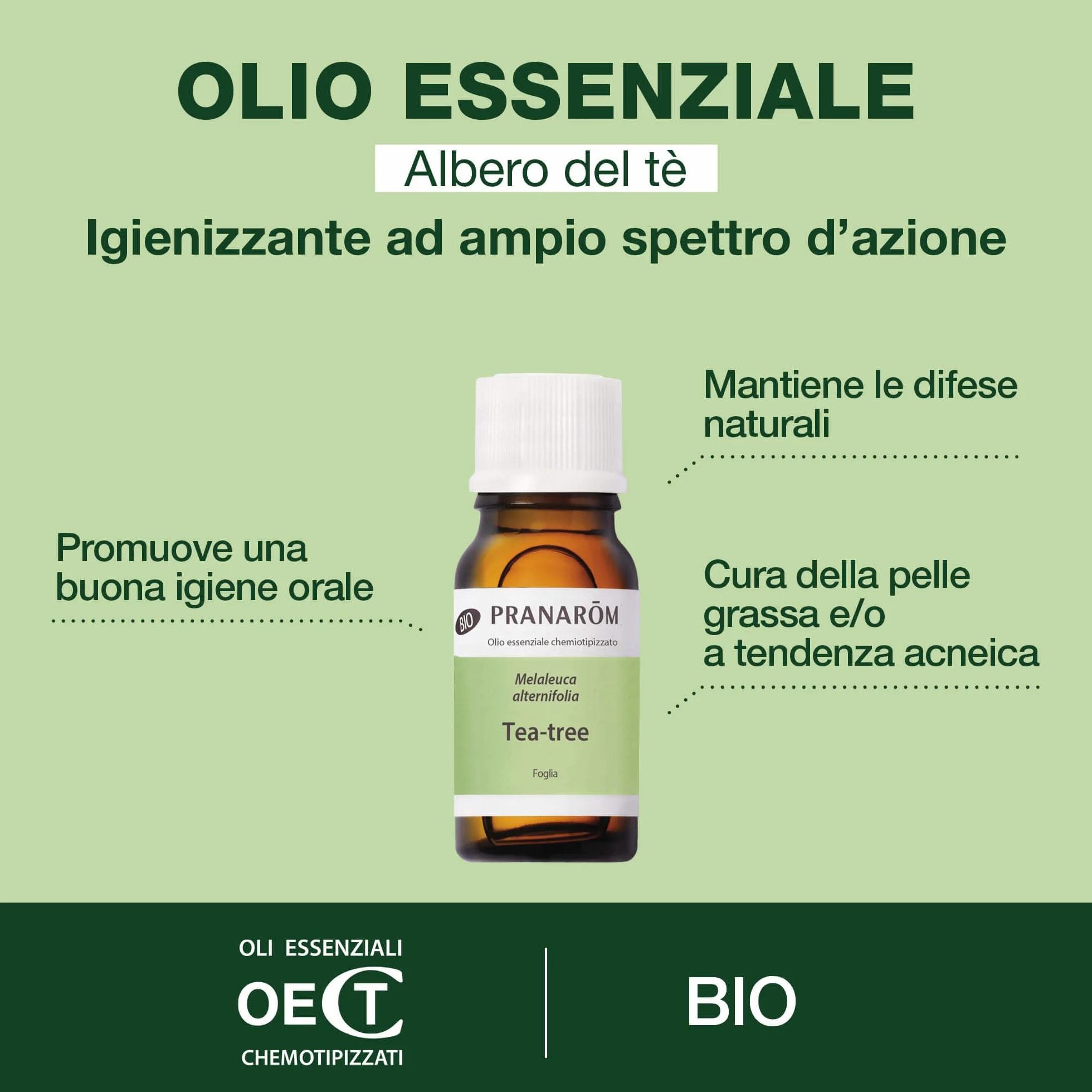 PRANARÔM Olio Essenziale Tea Tree BIO 10ml Antibatterico Antivirale Purificante