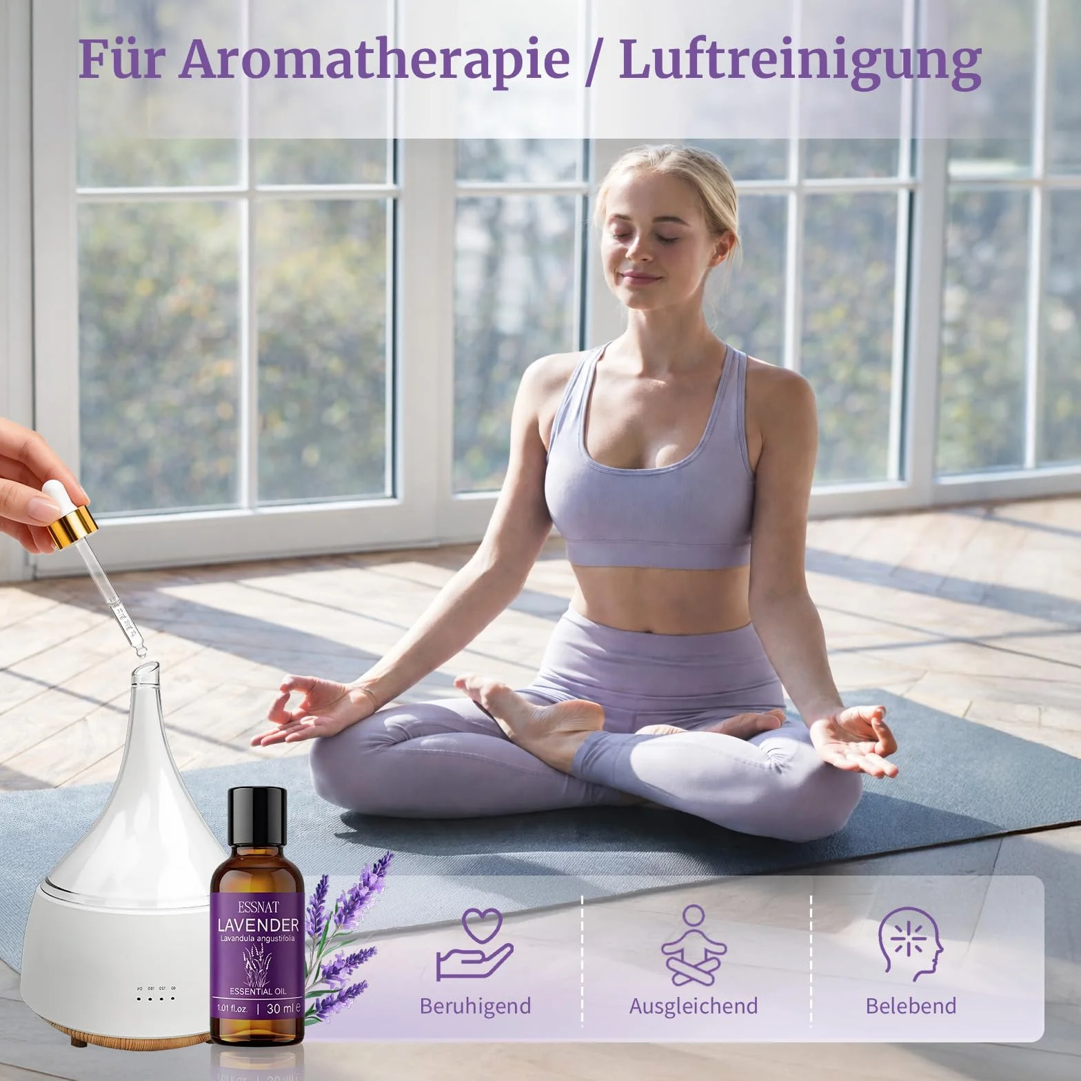 Olio Essenziale Lavanda 30 ml 100% Naturale da Lavandula angustifolia per Aromaterapia