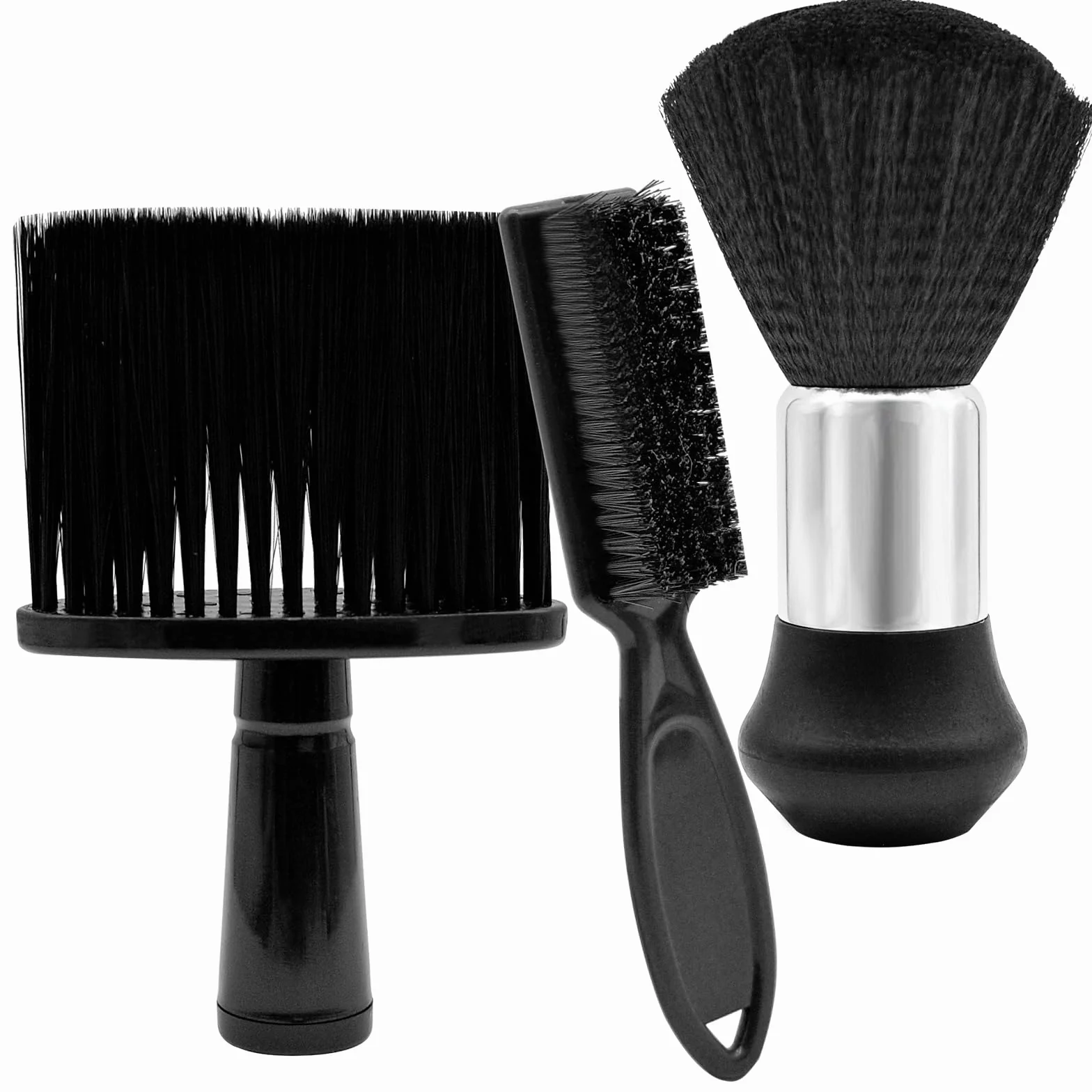 3 pennelli da parrucchiere, set di pennelli per il collo, per parrucchiere, per il collo, per capelli, per il barbiere, per la pulizia dei capelli, per la rimozione della polvere, colore nero