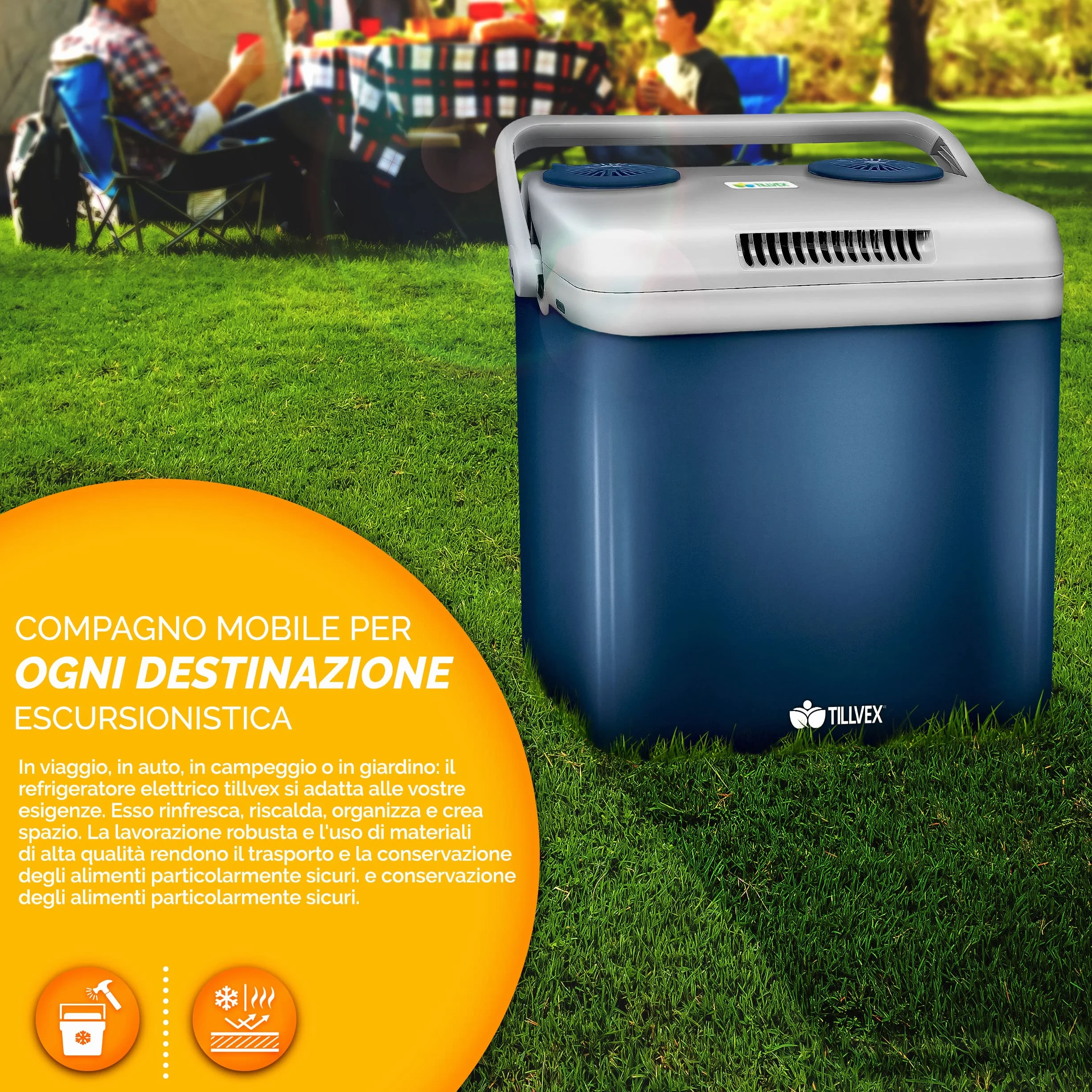 tillvex Frigorifero Elettrico Portatile 32L Mini-frigorifero 230V 12V Campeggio