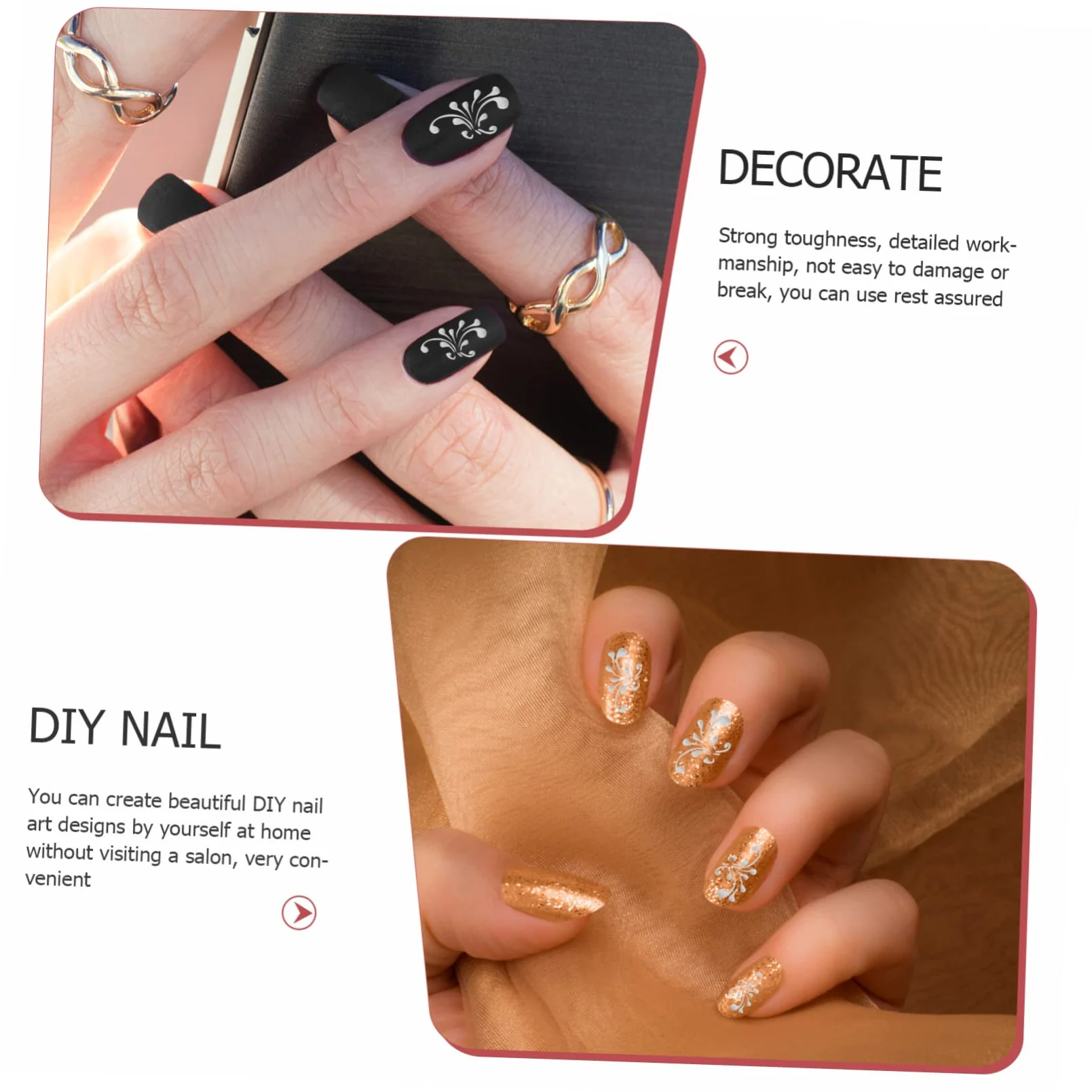 2 Set Adesivi Per Unghie Embossed Flower Nail Stickers Decorazioni Per Nail Art Set Per Feste E Speciali Sicuri E Impermeabili Facili Applicare 8 Fogli*2