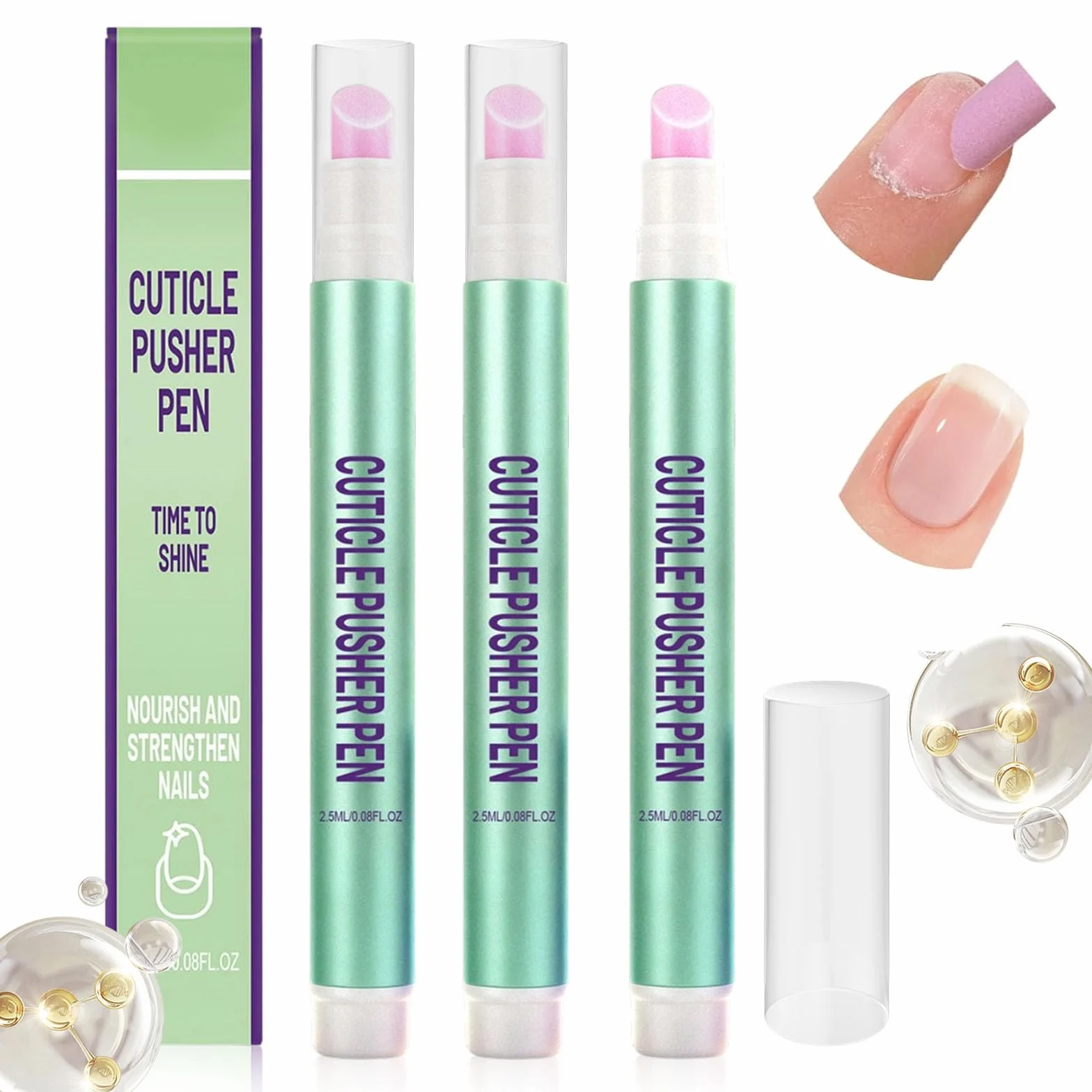3 Pezzi 3 in 1 Penna per Cuticole Riparazione Di Screpolature E Secche Penna per Cuticole Unghie Idratazione Rafforza E Illumina Le Unghie