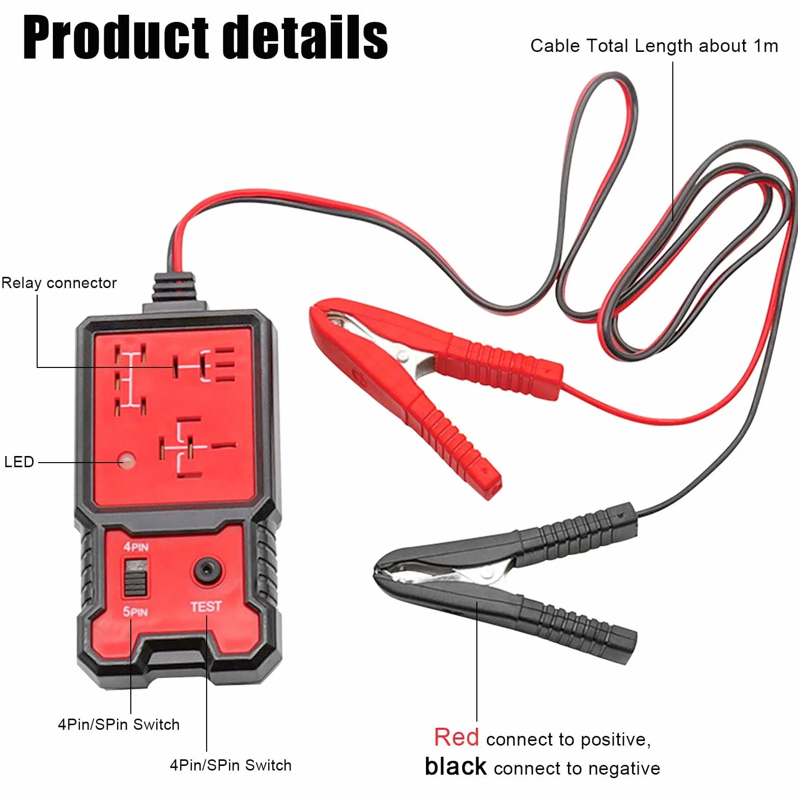 Gomety Tester Per Relè Auto 12/24V Con Pinze, Kit Di Test Portatile, Display LED
