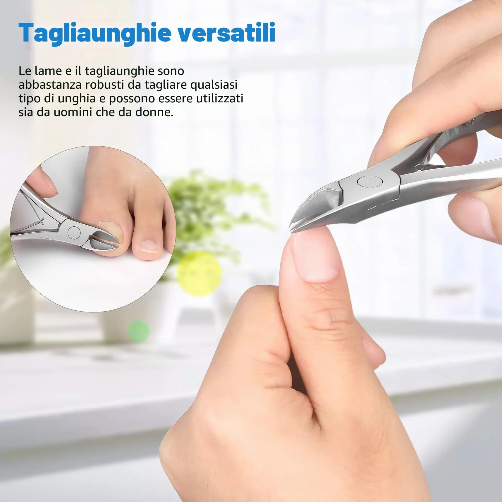 FERYES Tagliaunghie per Unghie Spesse, Funghi o Unghie Incarnite - Heavy Duty 4R13 in Acciaio inox -Tronchesino per Unghia Ingrossate per Uomini,Donne, Anziani, Adulti,FL-N200, Argento
