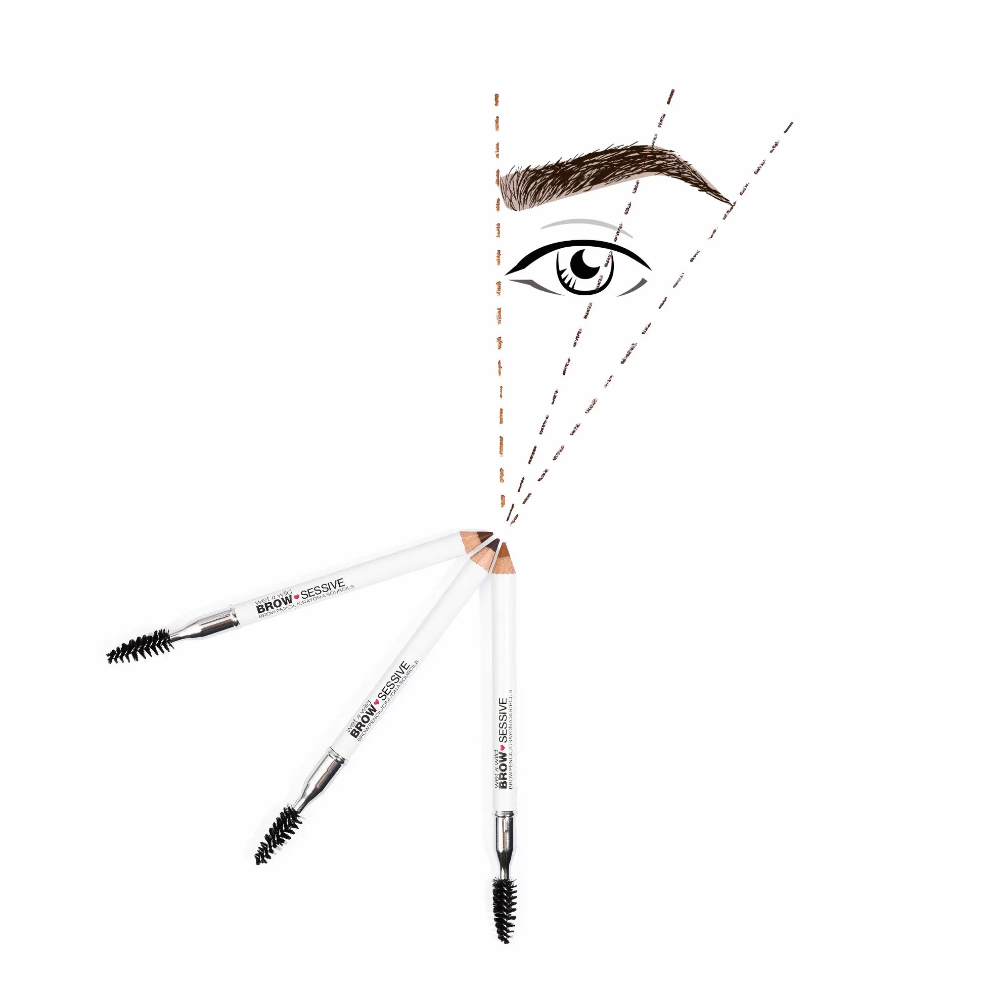 Wet n Wild, Matita Brow-Sessive, Matita a Doppia Punta con Pettinino per Sopracciglia Sottili e Spesse, Formula Naturale, Definizione del Colore Progressiva, Castano Scuro