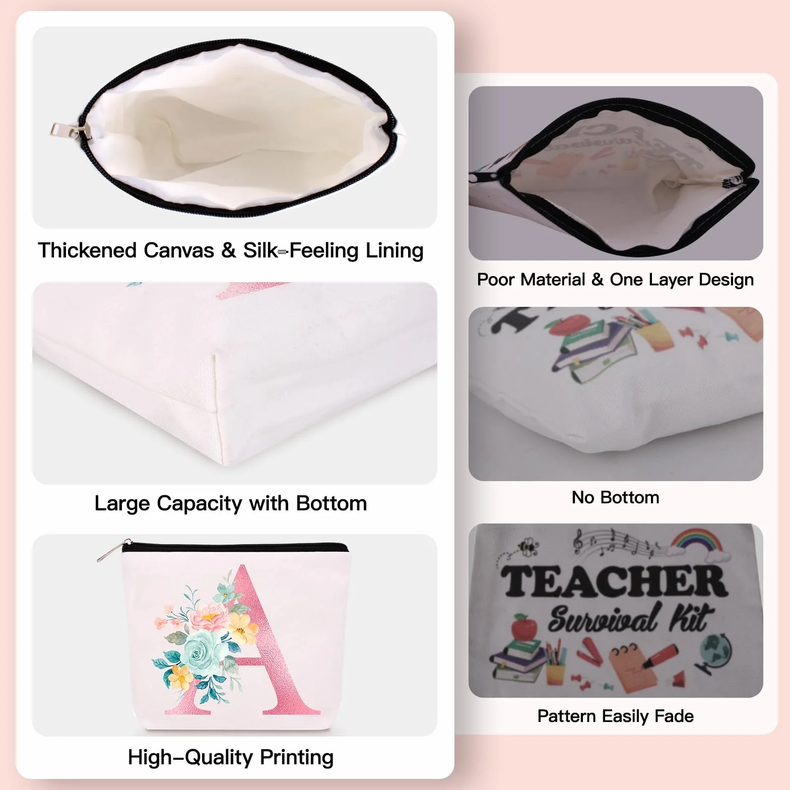Bingtoo Borsa per il trucco personalizzata con iniziale per donna Pochette Regalo compleanno Natale