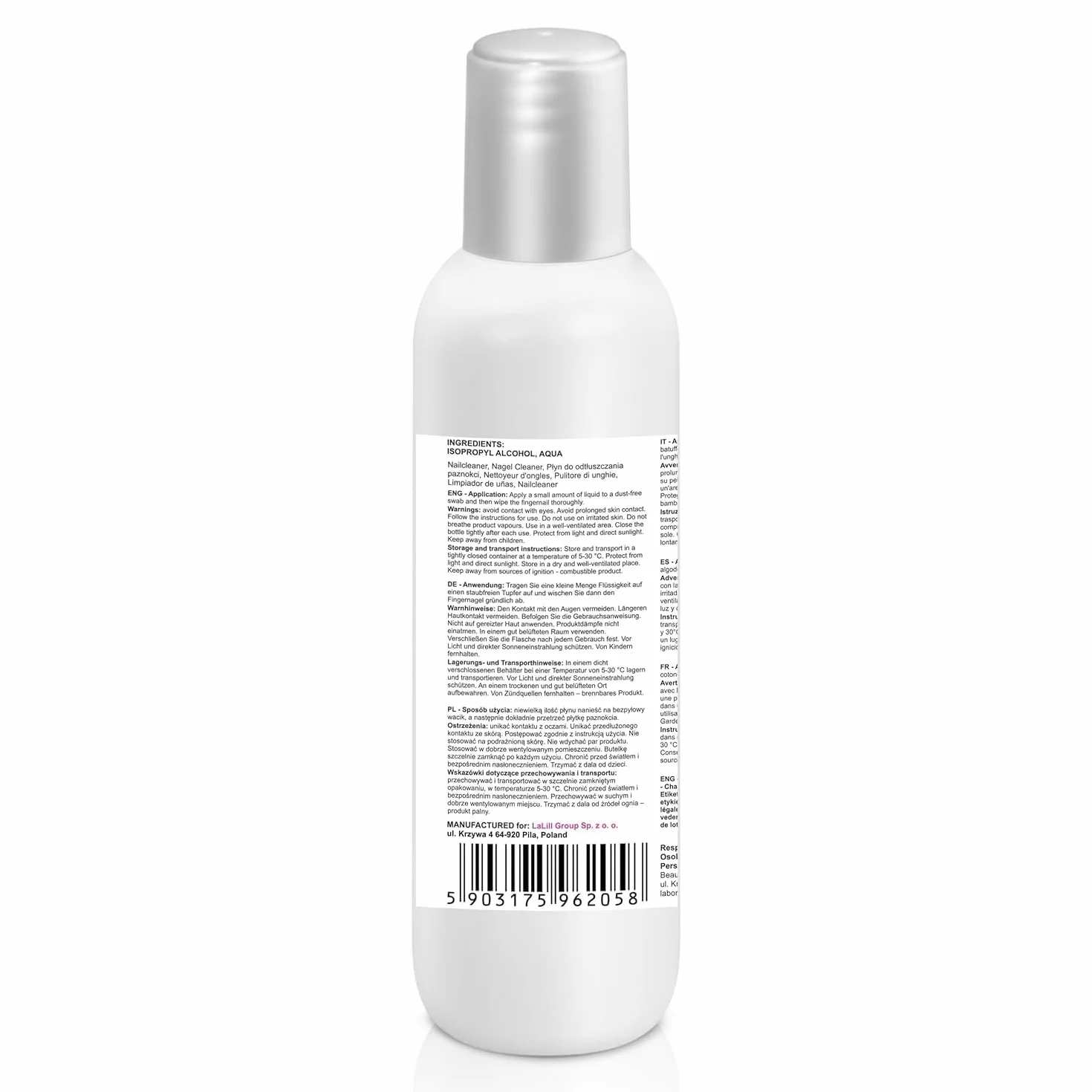 LALILL Nail Cleaner 500 ml – Sgrassatore Unghie UV Gel – Solvente Unghie Professionale