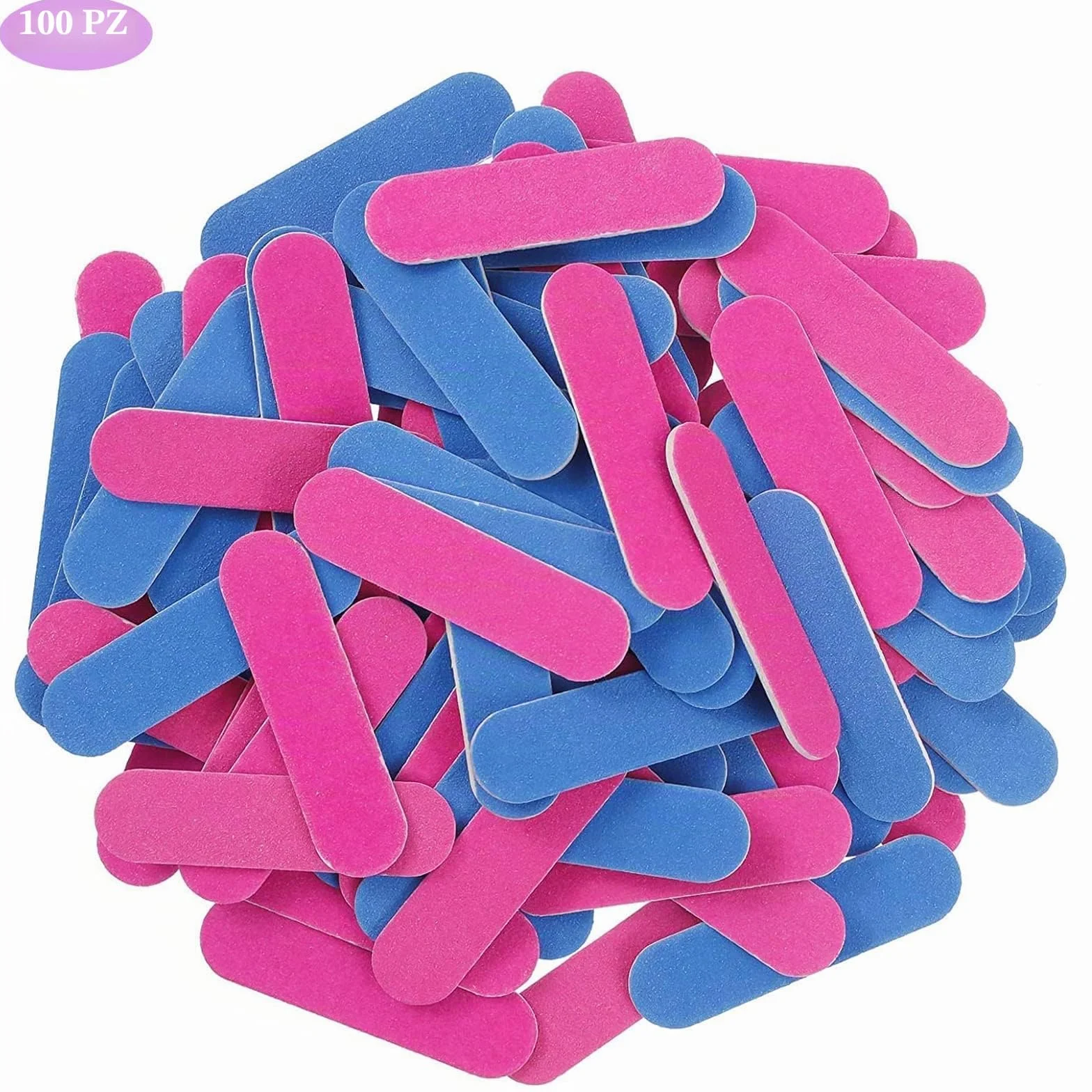 100 Mini Lime per Unghie 180/240 Grit Double Face Usa e Getta - File Professionali per Manicure, Saloni e Casa - Cura delle Unghie