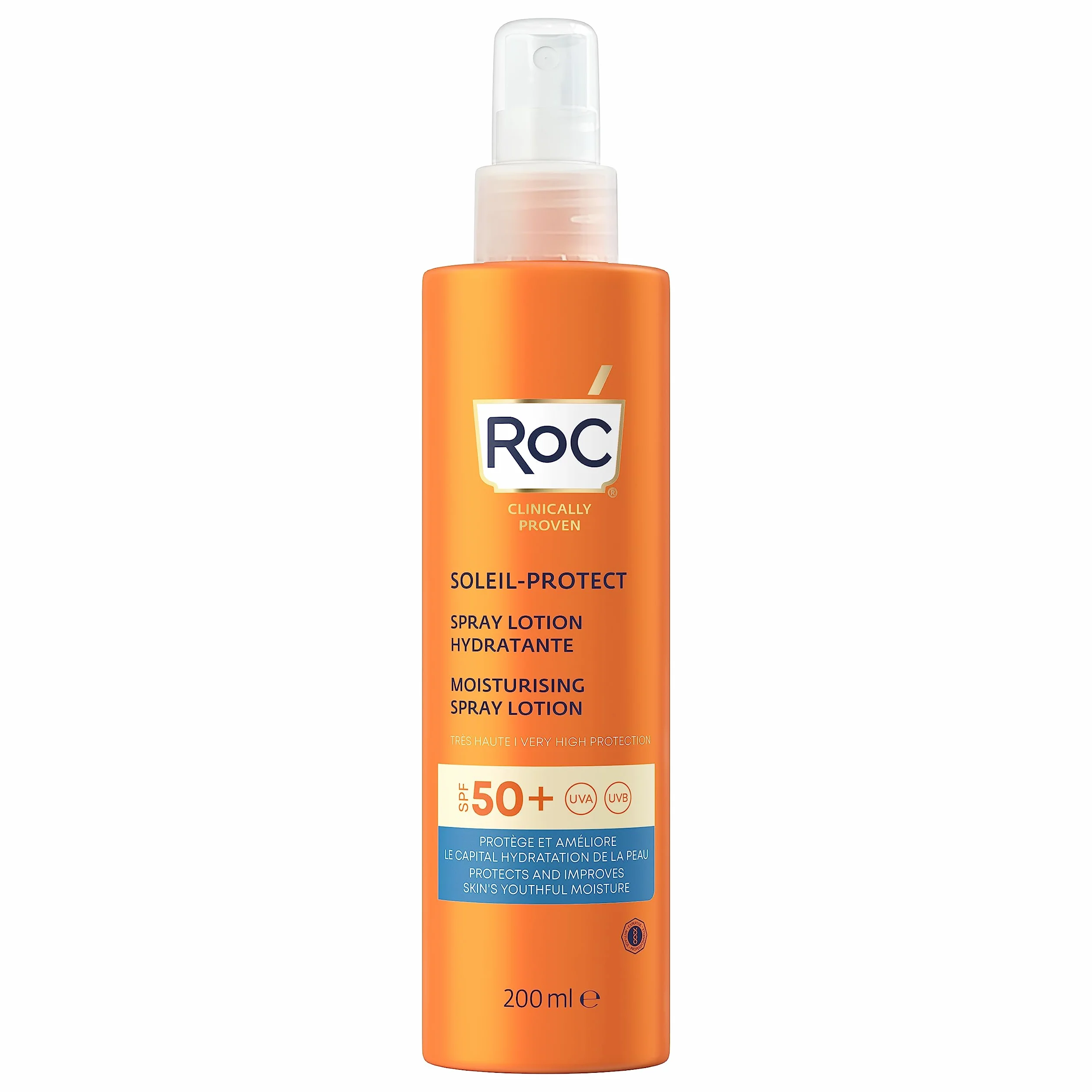RoC - Lozione Spray Idratante Soleil-Protect SPF 50 - Crema Solare non Grassa - Alta Protezione - Resistente all'Acqua - 200 ml