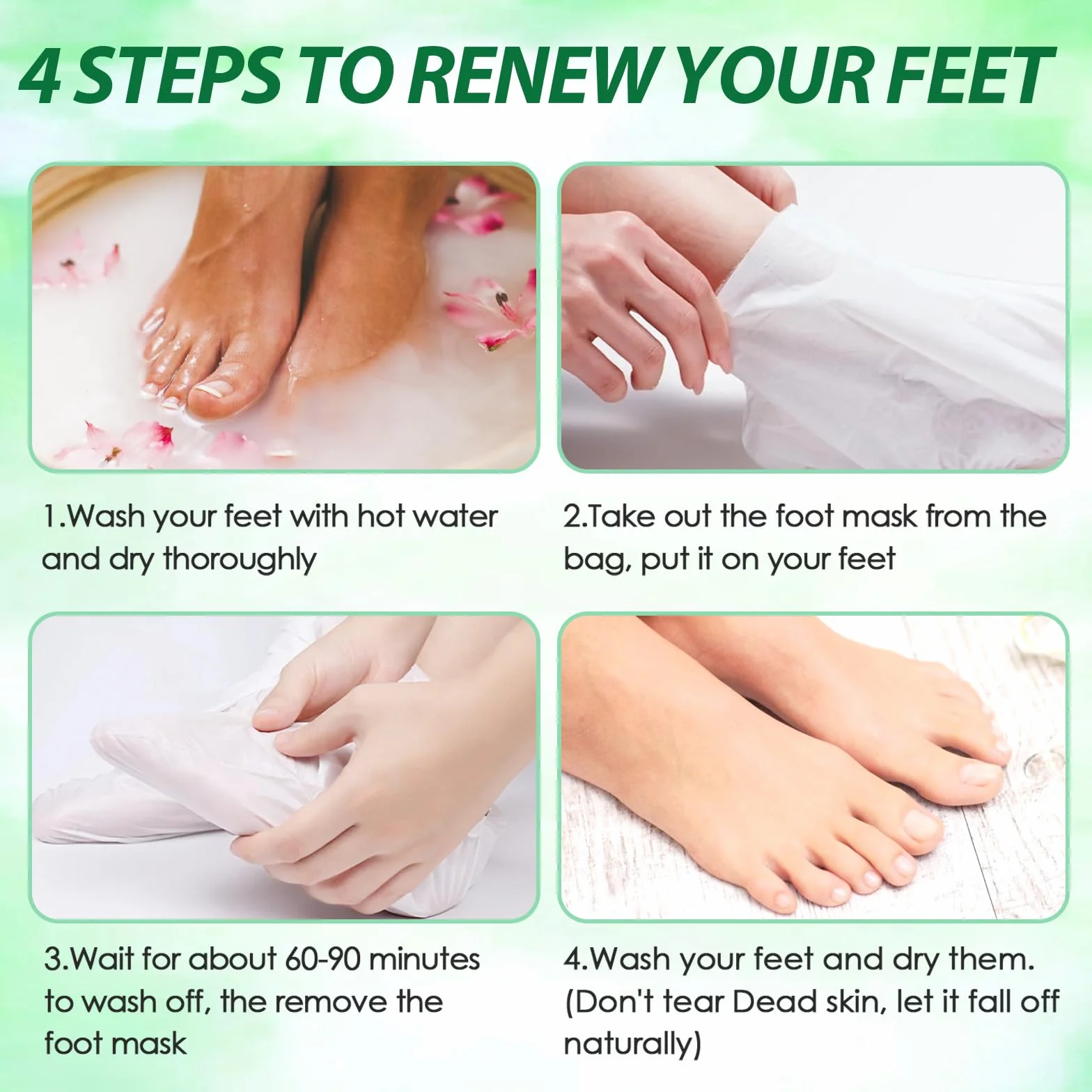 2 Paia Maschera Piedi Esfoliante, Maschera Peeling Piedi, Foot Peel Mask, Calzini Pedicure Peel Off, Rimozione Della Pelle Morta e Calli, Cura e Scrub Piedis, Effetto Idratante(Aloe Vera)