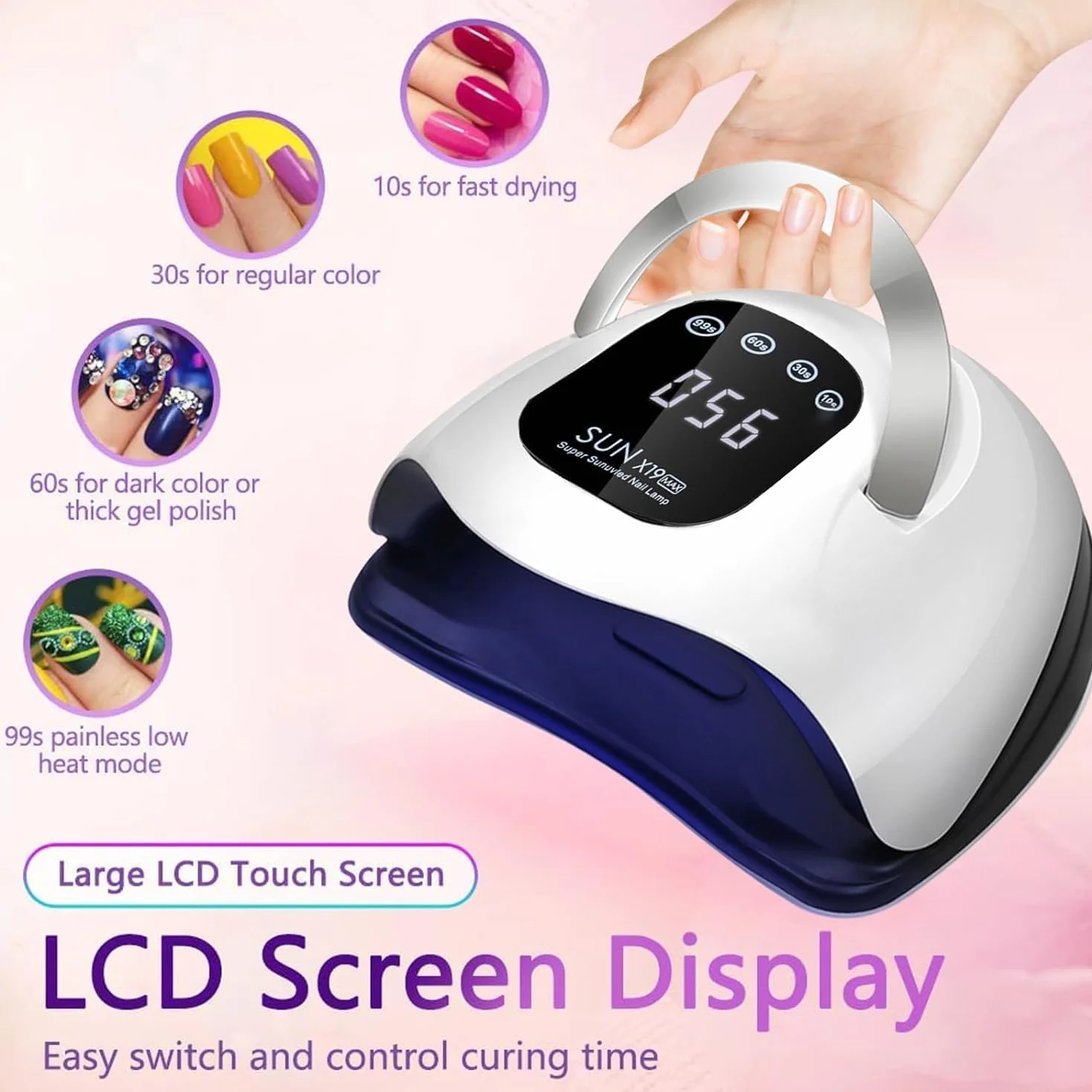 Lampada UV LED per Unghie 320W 72 Perline LED Touch Screen LCD 4 Timer Sensore Automatico Protezione Alta Temperatura