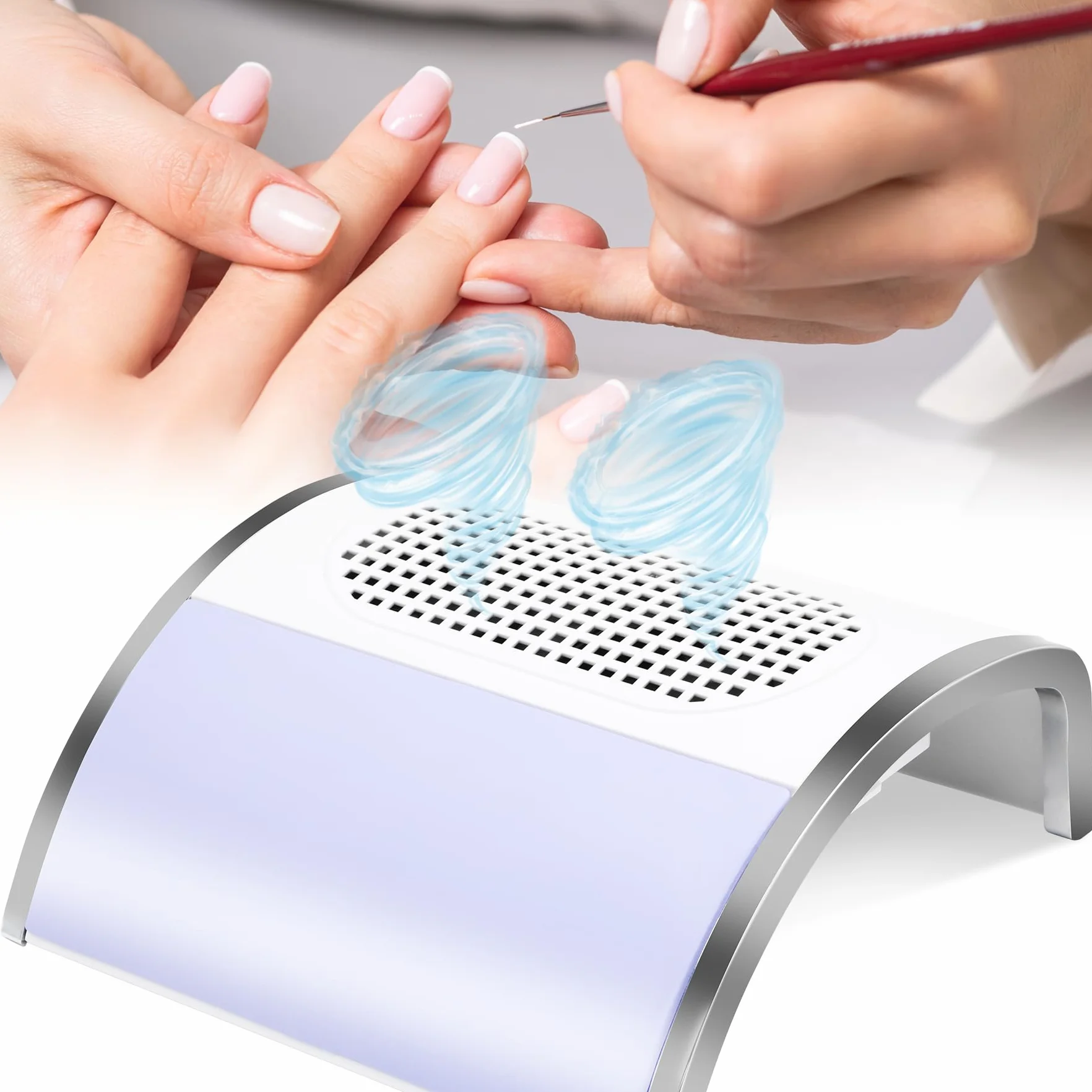 80W Aspiratore Professionale per Unghie con 2 Ventole, Aspiratore Unghie Low Noise, Aspiratore Unghie Professionale con Due Sacchetti per La Polvere, Adatto per Casa e Salone di Bellezza