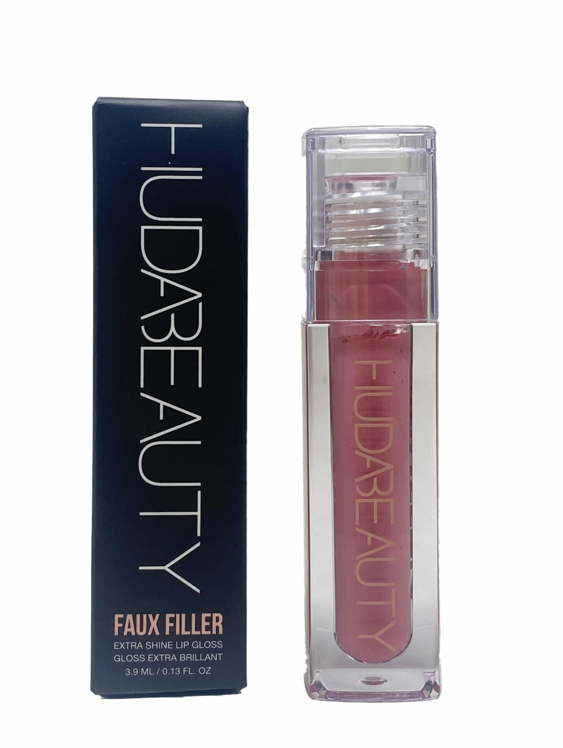 Huda Beauty Faux Filler Extra Shine Lip Gloss, Sugar Baby (rosa chiaro), 3,7 g/3,9 ml