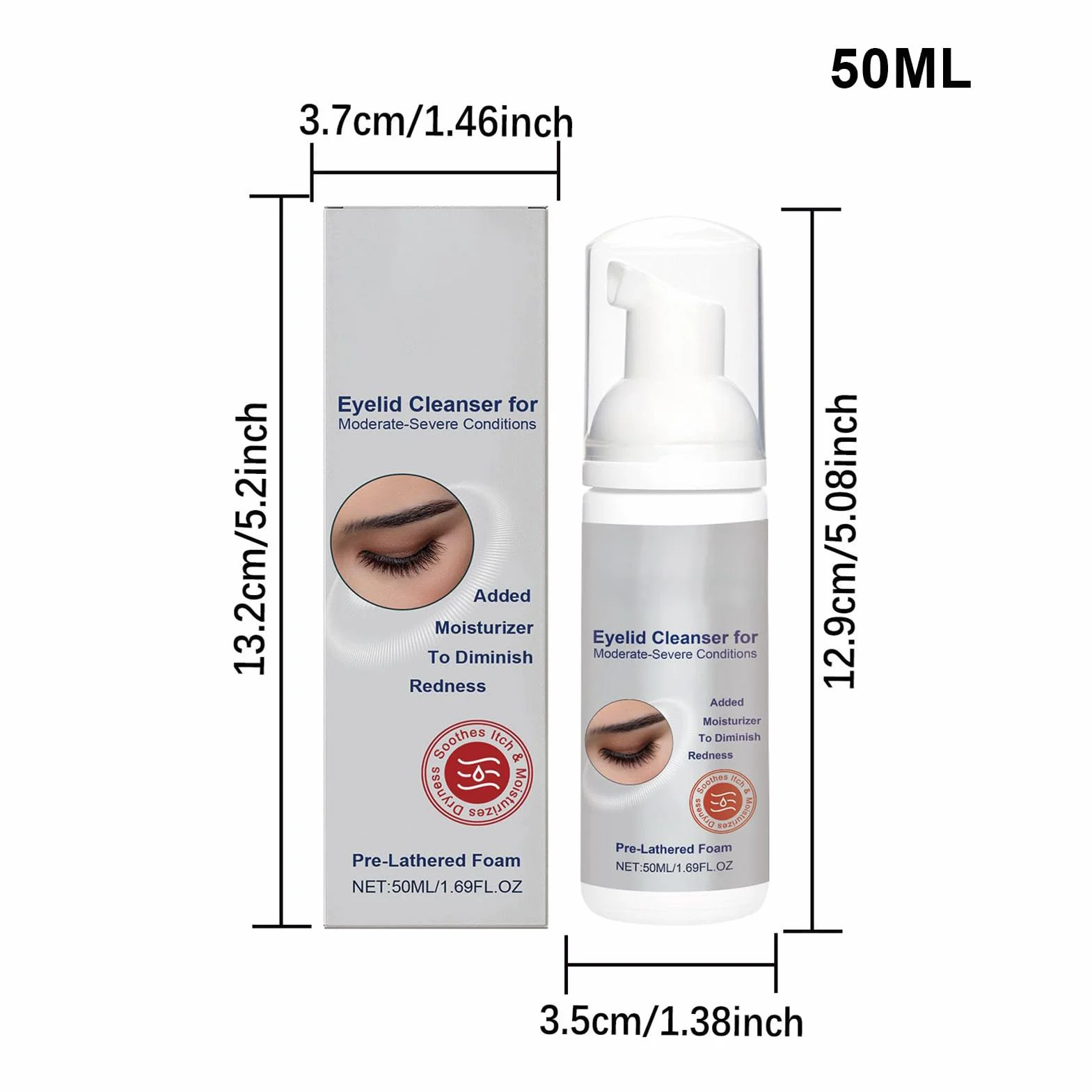 Detergenti per Palpebre,Schiuma Detergente per Ciglia Pulizia Profonda 50 ml | Struccante Idratante Lavaggio Delicato per Pelli Grasse Secche Sensibili Uomini Donne