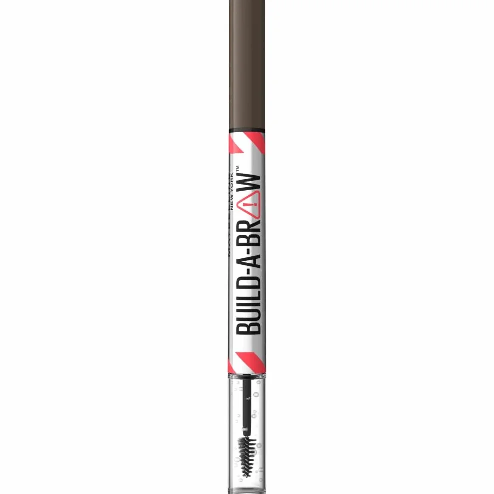 Maybelline New York, 2 in 1 Penna e Gel Sopracciglia, Per Sopracciglia Piene e Naturali, Tenuta Fino a 24 Ore, Waterproof, Formula Vegana, Build A Brow, Tonalità: Black Brown