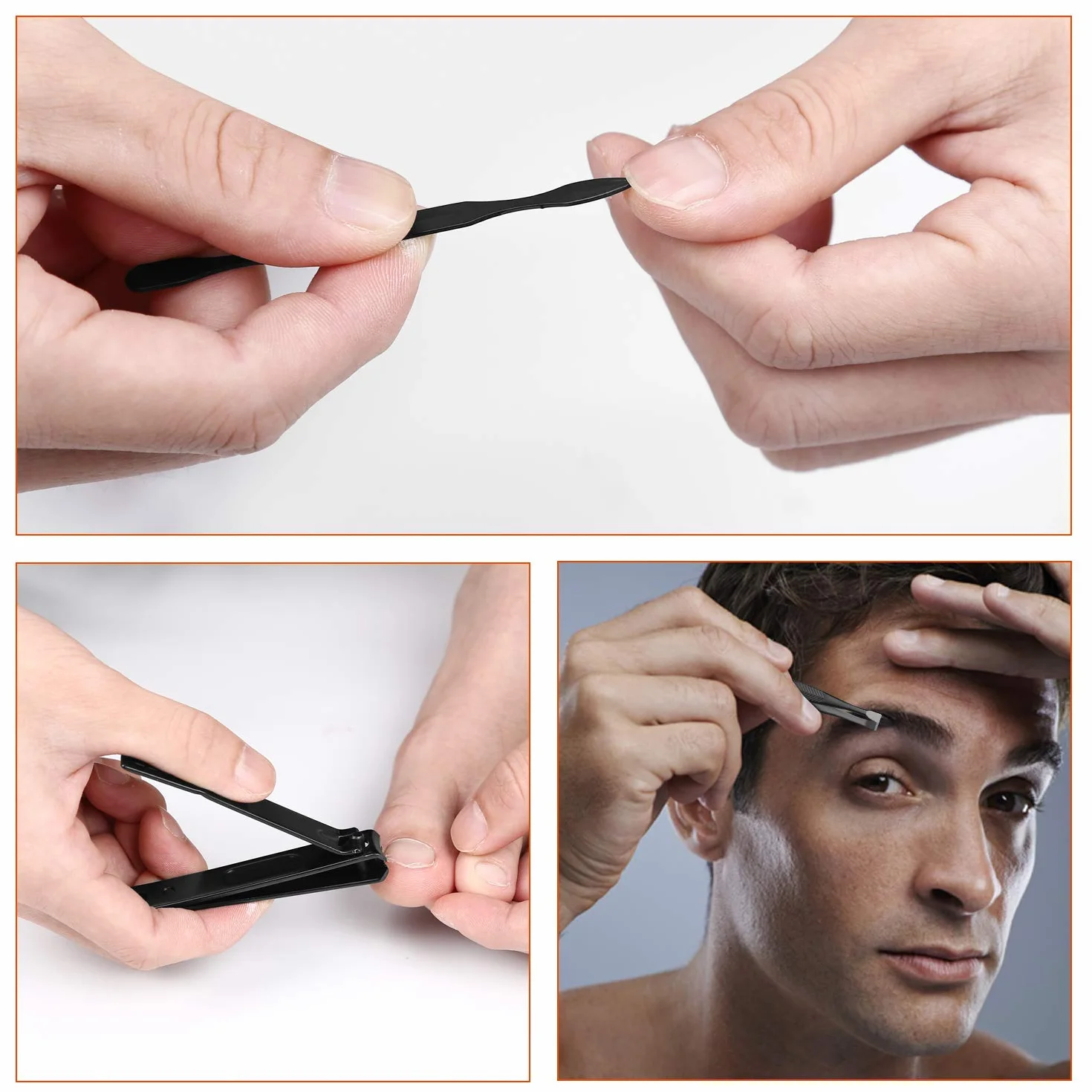Set manicure da viaggio professionale per uomo, kit cura unghie con tagliaunghie