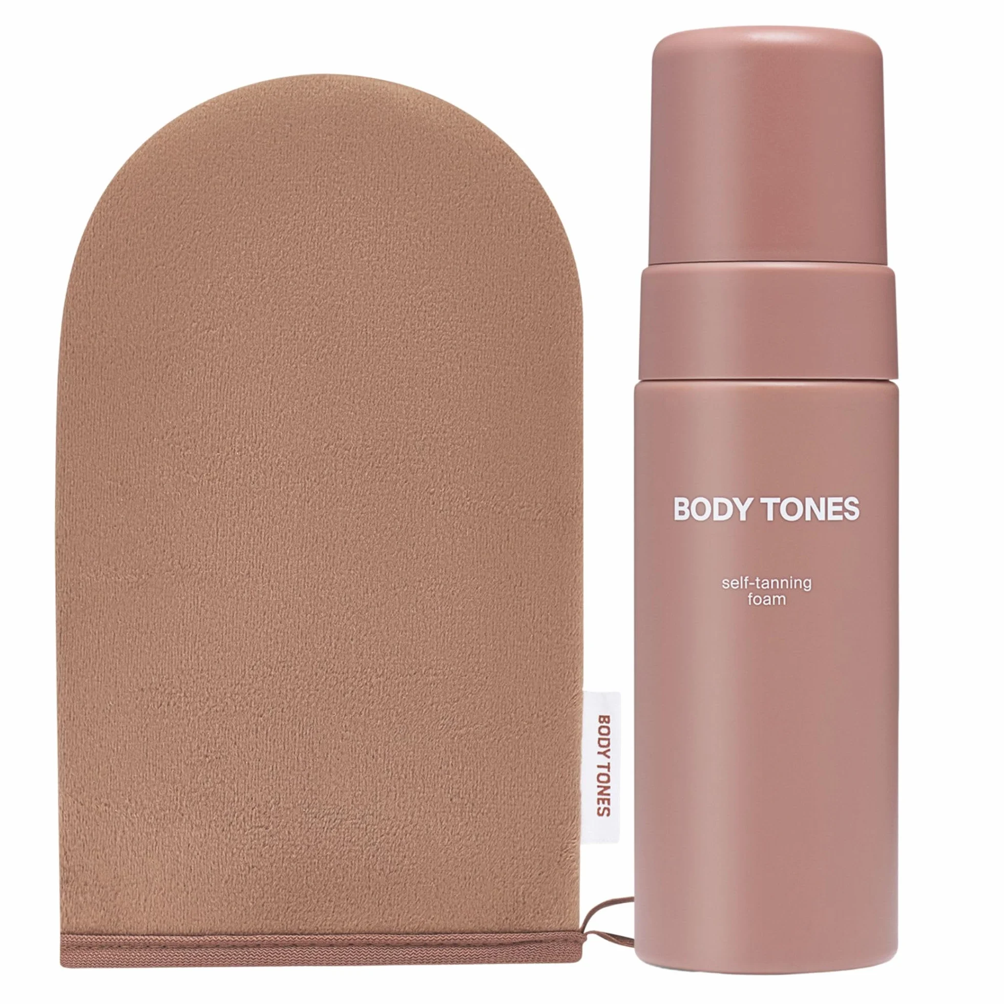 BODY TONES Schiuma Autoabbronzante Set 155 ml con Guanto – Autoabbronzante Corpo, Self Tan Naturale, Mousse Idratante