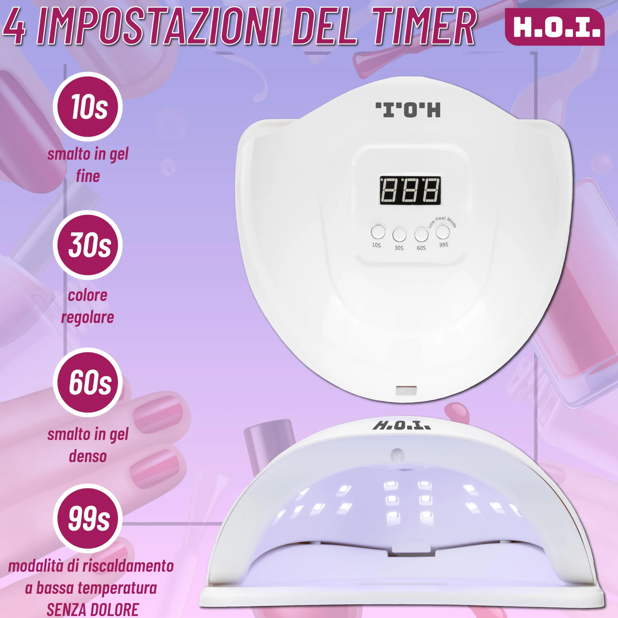 Lampada Unghie UV LED 48W Professionale con Sensore Automatico e Timer (30s/60s/90s) – Asciuga Smalto Semipermanente, Gel Ricostruzione, Nail Art, Manicure e Pedicure, Uso Domestico e Salone