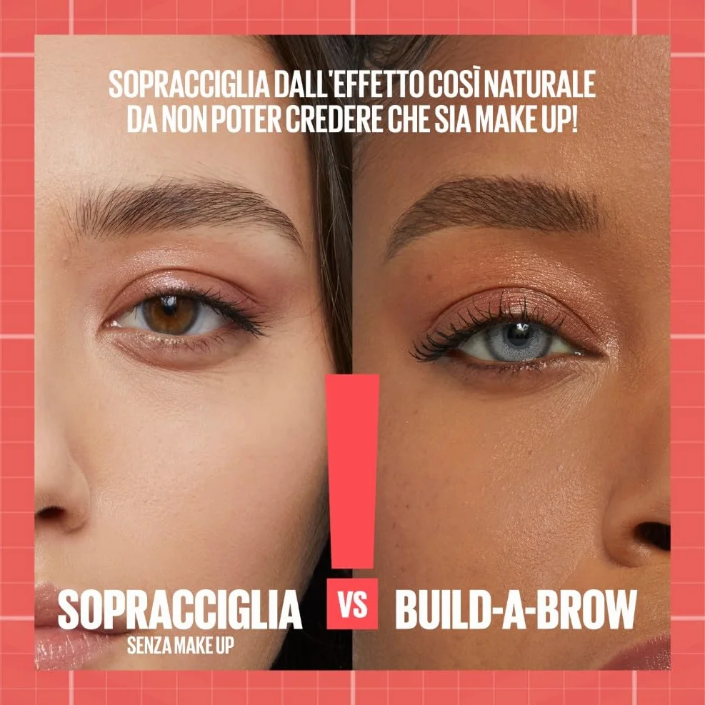 Maybelline New York, 2 in 1 Penna e Gel Sopracciglia, Per Sopracciglia Piene e Naturali, Tenuta Fino a 24 Ore, Waterproof, Formula Vegana, Build A Brow, Tonalità: Deep Brown