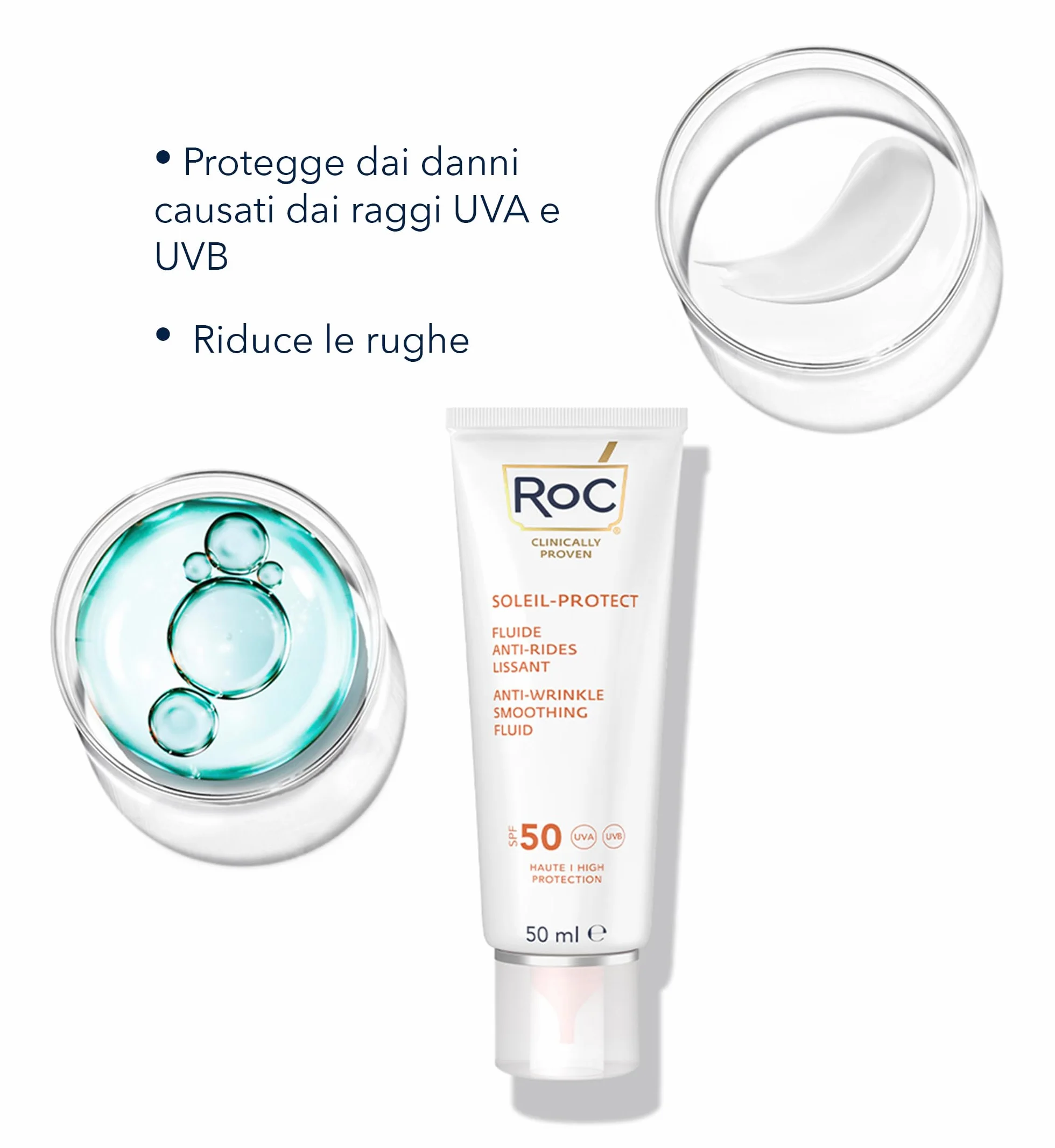 RoC Soleil-Protect Fluido Levigante Antirughe SPF 50 Crema Viso 50 ml