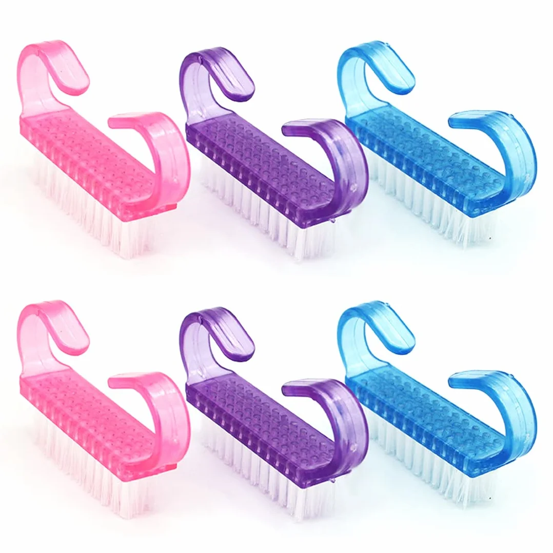 6 Pacchi Maniglia Grip Pennello per Unghie Unghia Spazzola per Pulire Spazzola per Dita e Unghie Pulitore Pennelli per Pedicure per Uomini e Donne