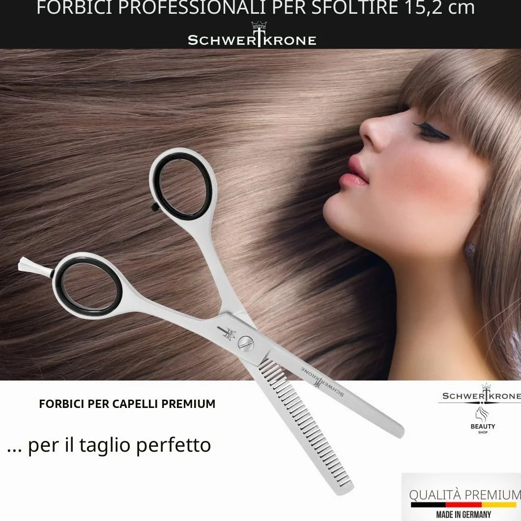SCHWERTKRONE® Forbici da Modellazione in Acciaio Inox Made in Germany - Forbici Professionali per Parrucchiere e Taglio Capelli