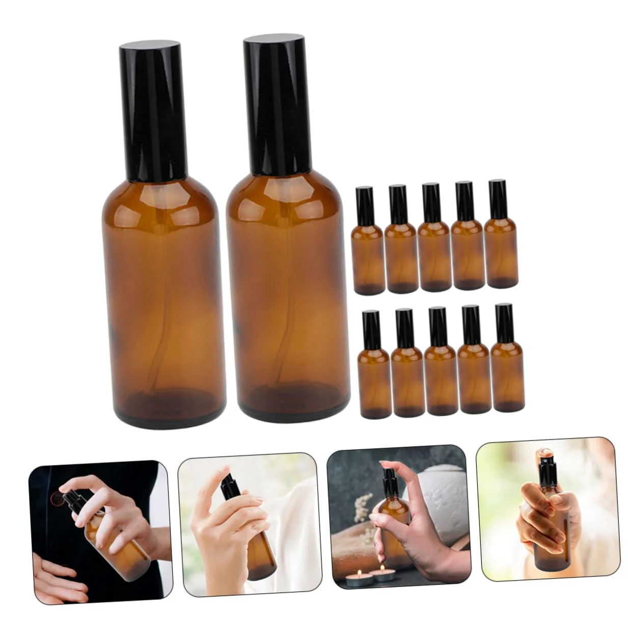 Flaconi Spray per Oli Essenziali 30ml in Vetro, 12 Pezzi | Ricaricabili e Riutilizzabili, Resistenti All'usura, per Viaggio e Trasferta