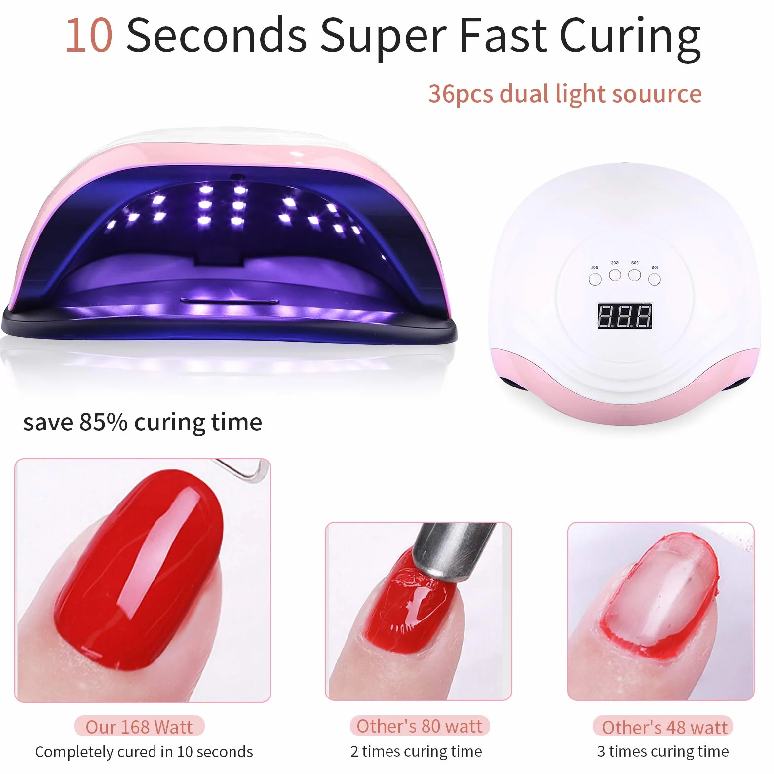 168W Lampada Unghie a LED UV per Manicure e Pedicure,36LED Professionale con Automatico Sensore,Display LCD,4 Time