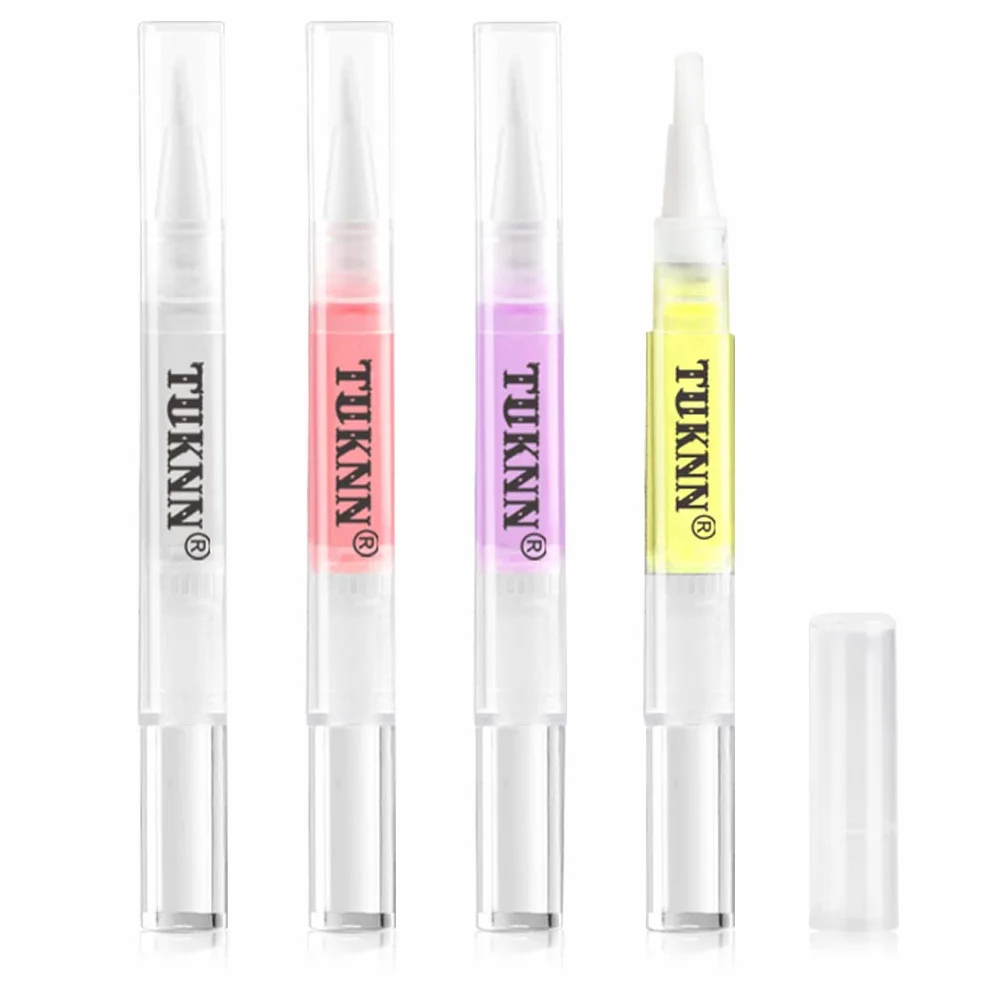 Trattamento Cuticole, Olio per cuticole, Siero trattamento unghie, Olio per cuticole penna Trattamento Olio per Cuticole Riparare la Cuticola Incrinata e Secca, 4 Pezzi