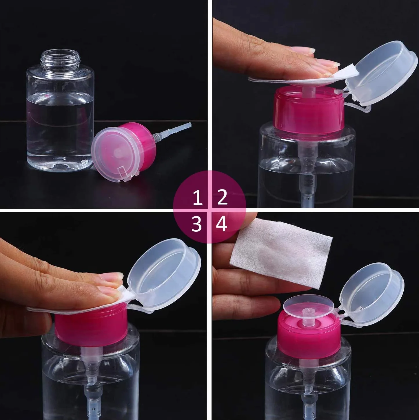 Dispenser con erogatore a pompa per solvente per unghie, flacone da 180 ml, da viaggio, vuoto, per solvente per unghie e struccante, strumento per nail art (confezione da 2)