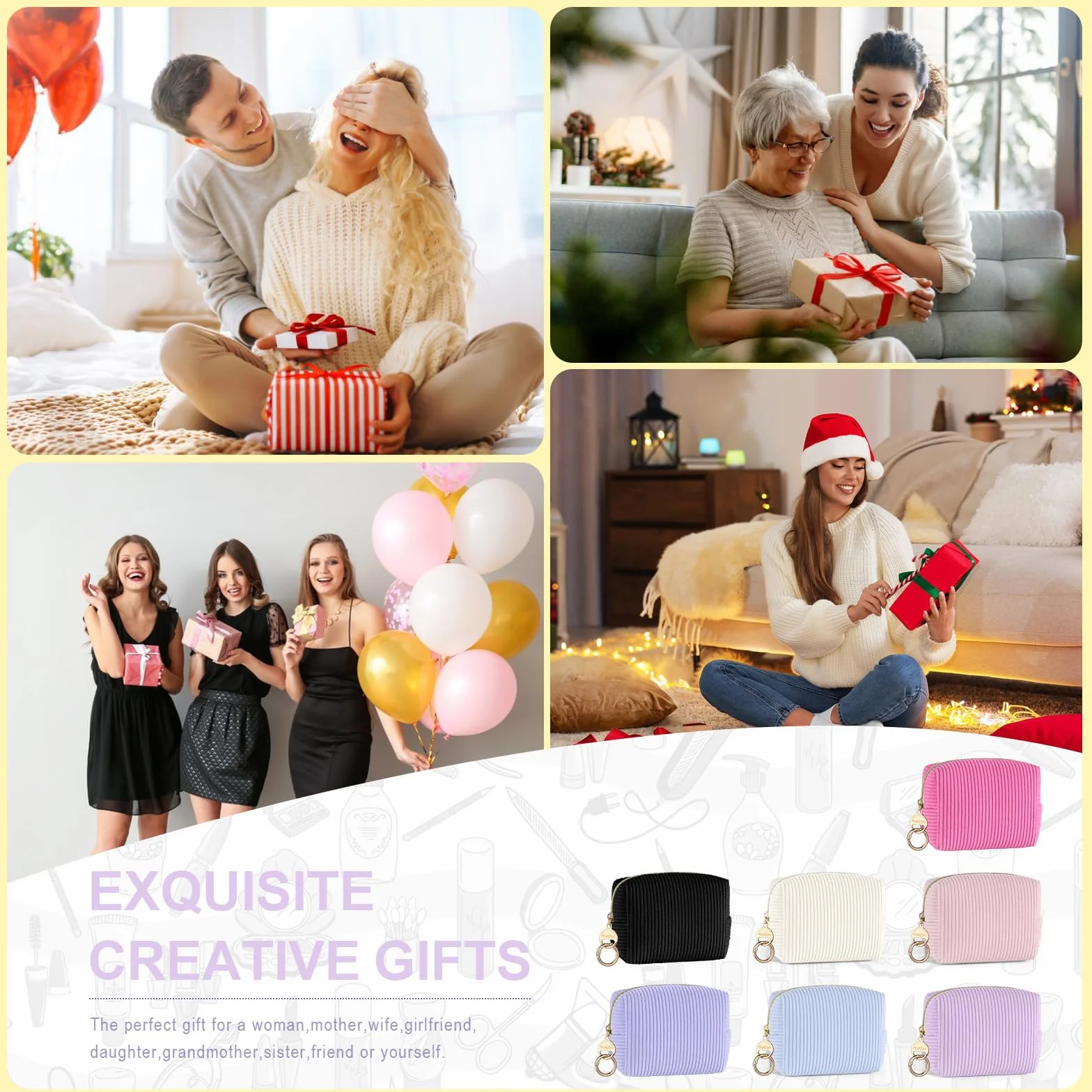 Mini Pochette Donna Trucchi Piccola Trousse da Borsetta Ragazza Beauty Case da Viaggio per Rossetti Organizer Borse da Cosmetic Portatile Portamonete in Velluto a Coste per Amica Compleanno(Viola-A)