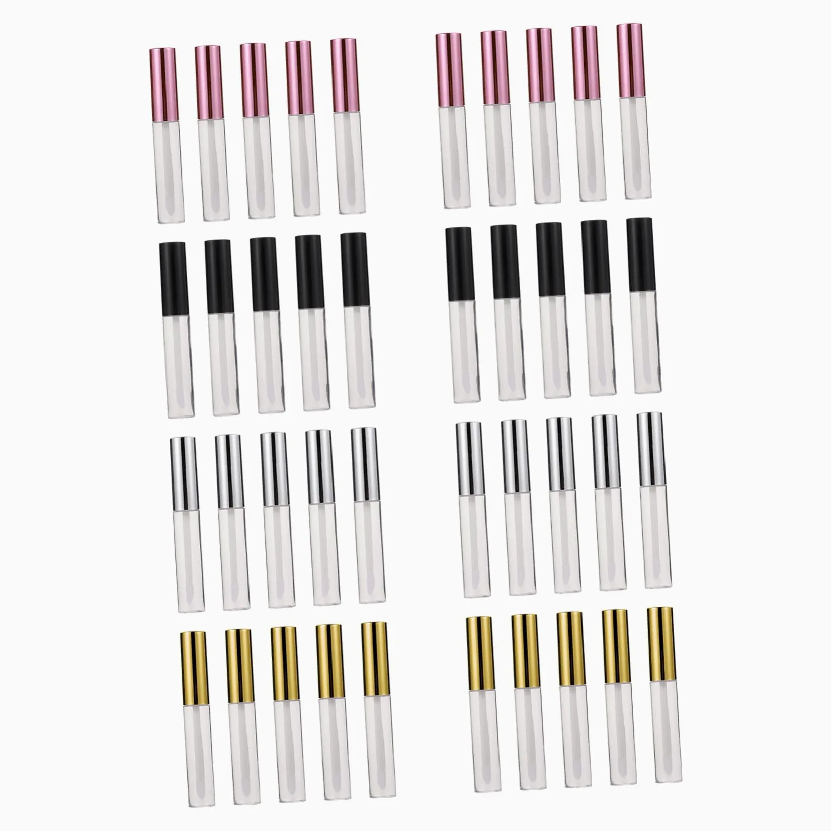 Tubo per Lucidalabbra 10ml in Abs, Set da 40 Pezzi | Testina a Pennello, Ricaricabile e Anti-perdita, per Lip Balm e Cosmetici Fai da Te