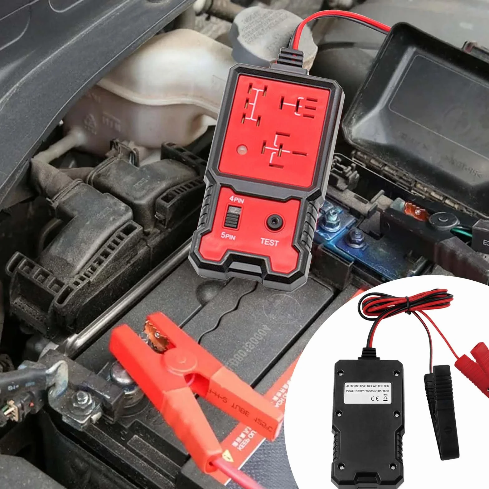 Gomety Tester Per Relè Auto 12/24V Con Pinze, Kit Di Test Portatile, Display LED