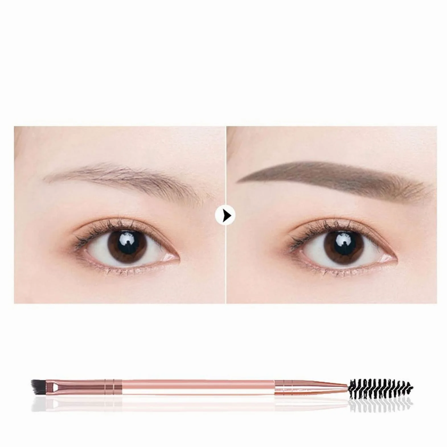 1pcs Pennello per Sopracciglia a Due Punte Spirale Diagonale Angolo Pennello per Trucco Manico Facile da trasportare Bellissimi Strumenti per Il Trucco Bellezza (Nero)