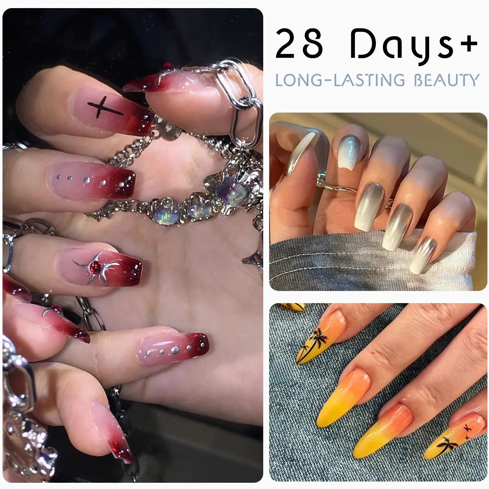 Set Nail Art Spugna 100 Pezzi con Pinza Metallica, Pennelli per Unghie Ombre Design