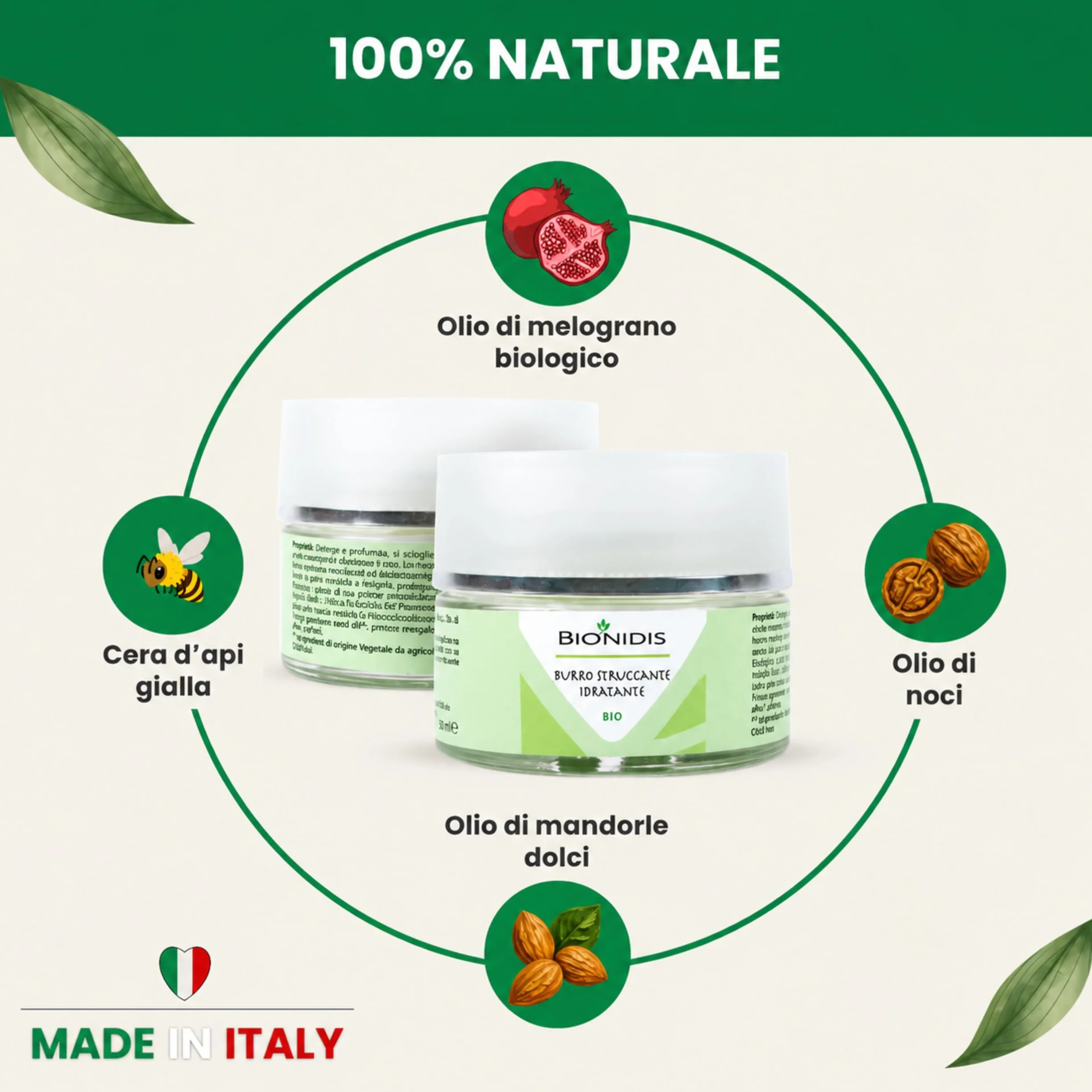 Burro Struccante Naturale Viso e Occhi, Struccante Waterproof Idratante e Delicato