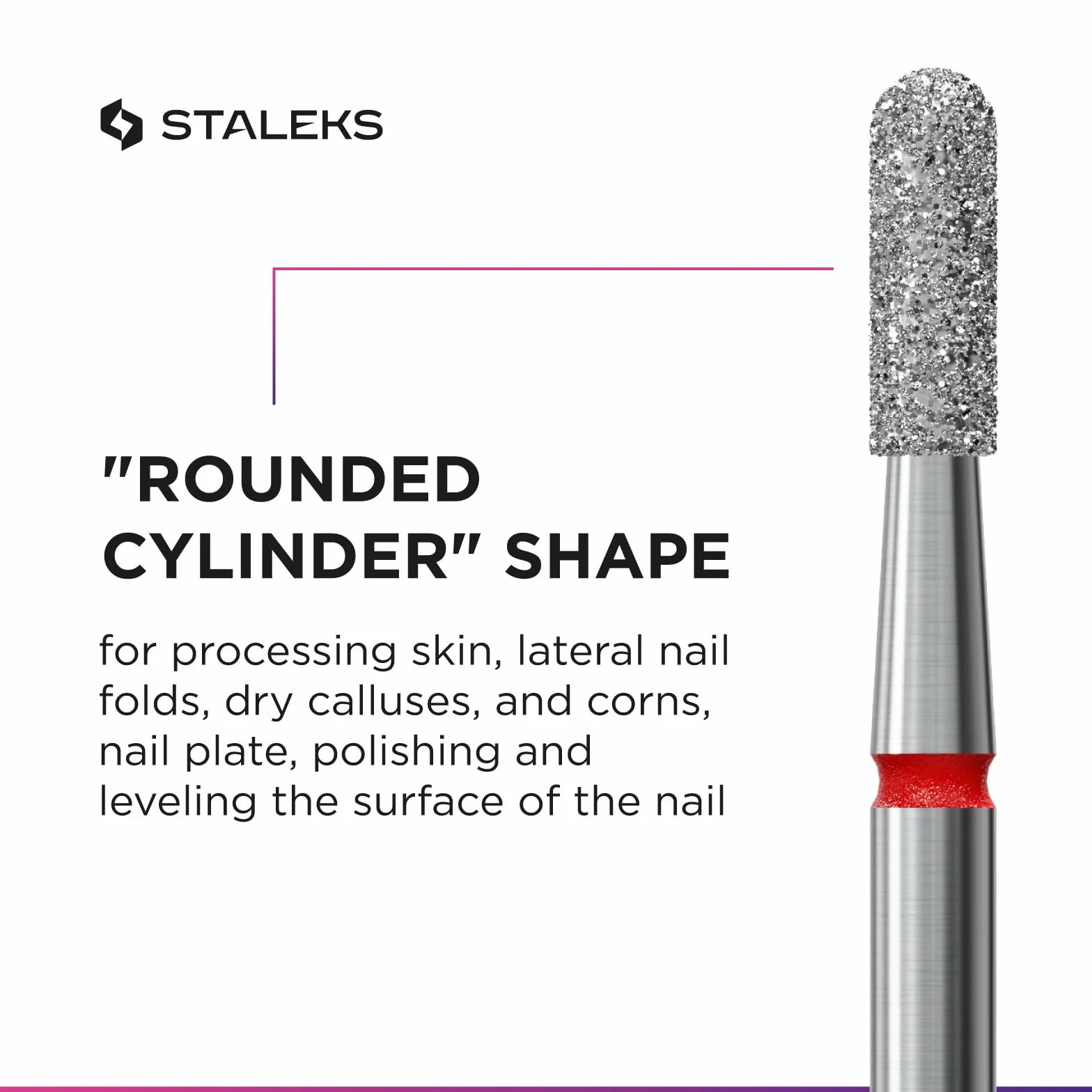 Punta diamantata cilindro arrotondato anello rosso kit rimozione unghie levigatura Nail Drill Bit manicure pedicure FA30R023/8