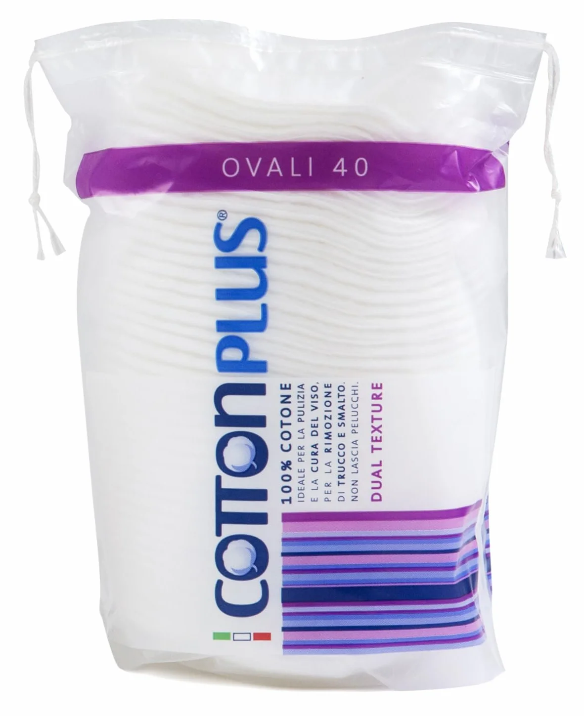 Cotton Plus OVALI 40 pz. - LINEA BEAUTY | OVALI 100% PURO COTONE | Dischetti struccanti per la pulizia del viso soffici e resistenti.