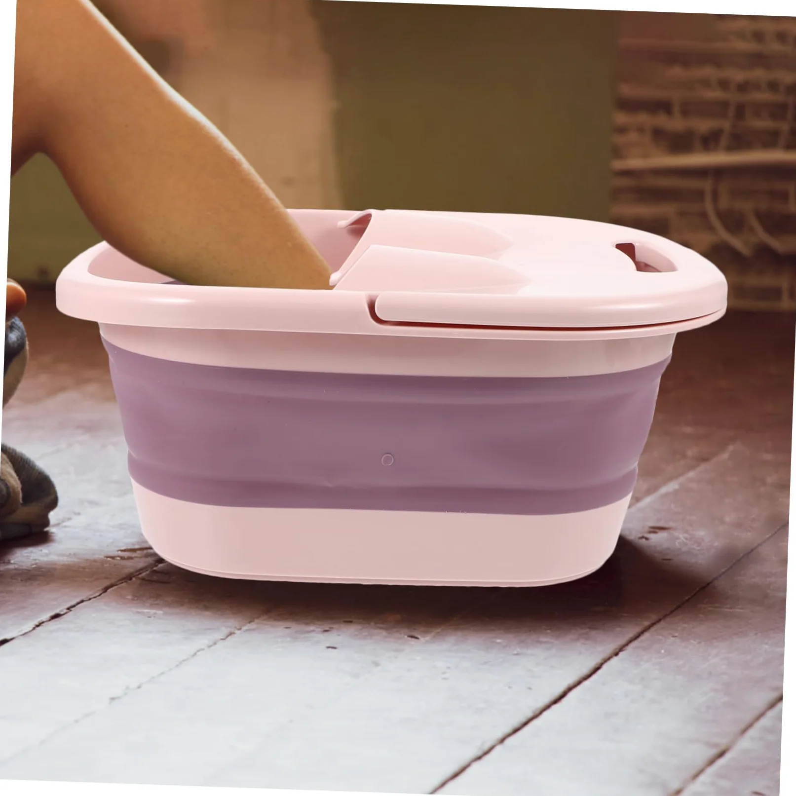 Bacinella Pieghevole per Pediluvio Rosa in Plastica e Silicone | Uso Outdoor e Travel, Funzione Self-service Massage, Aiuta a Rilassare i Piedi