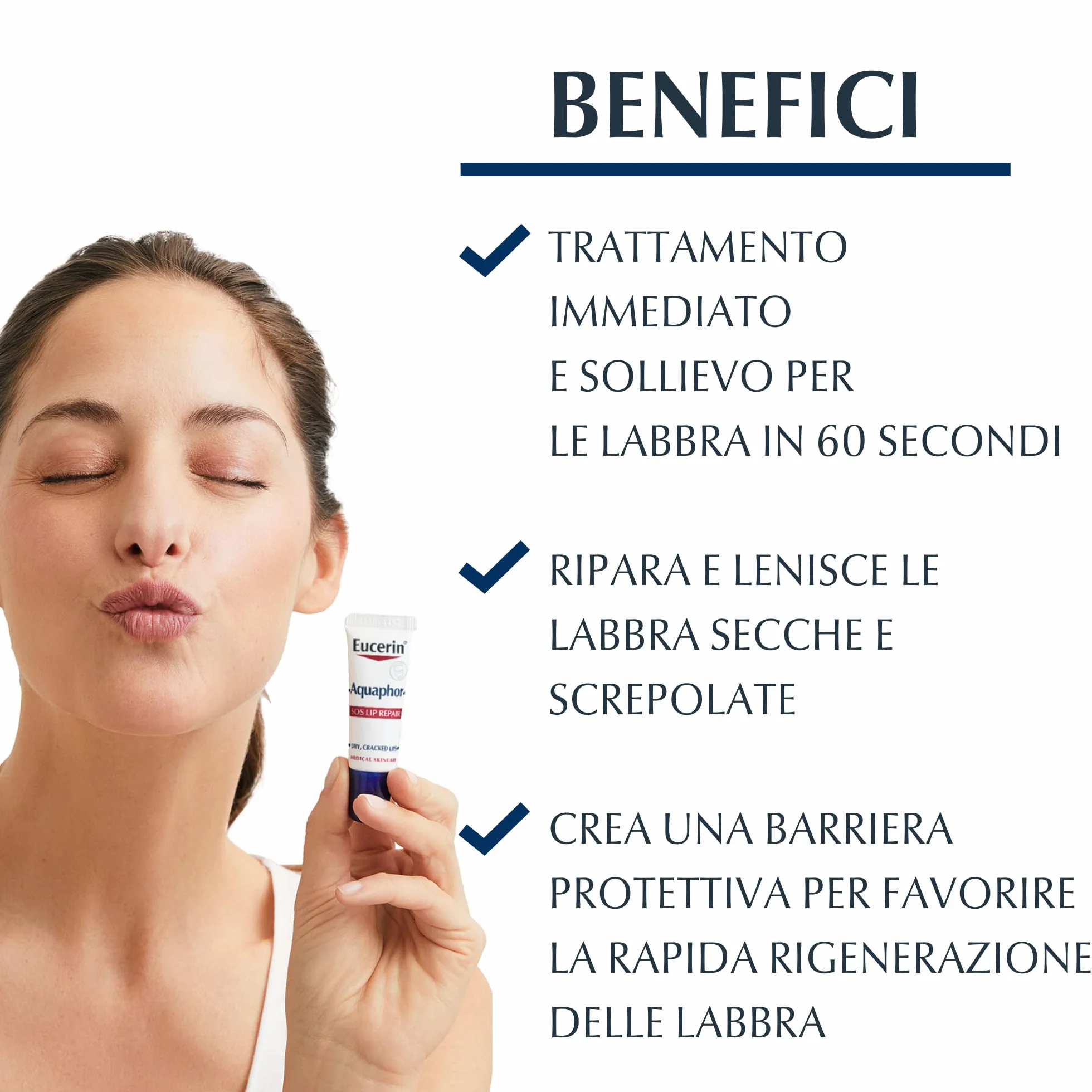 Eucerin Aquaphor SOS Riparatore Labbra 10 g Balsamo labbra azione rapida pelle secca screpolata