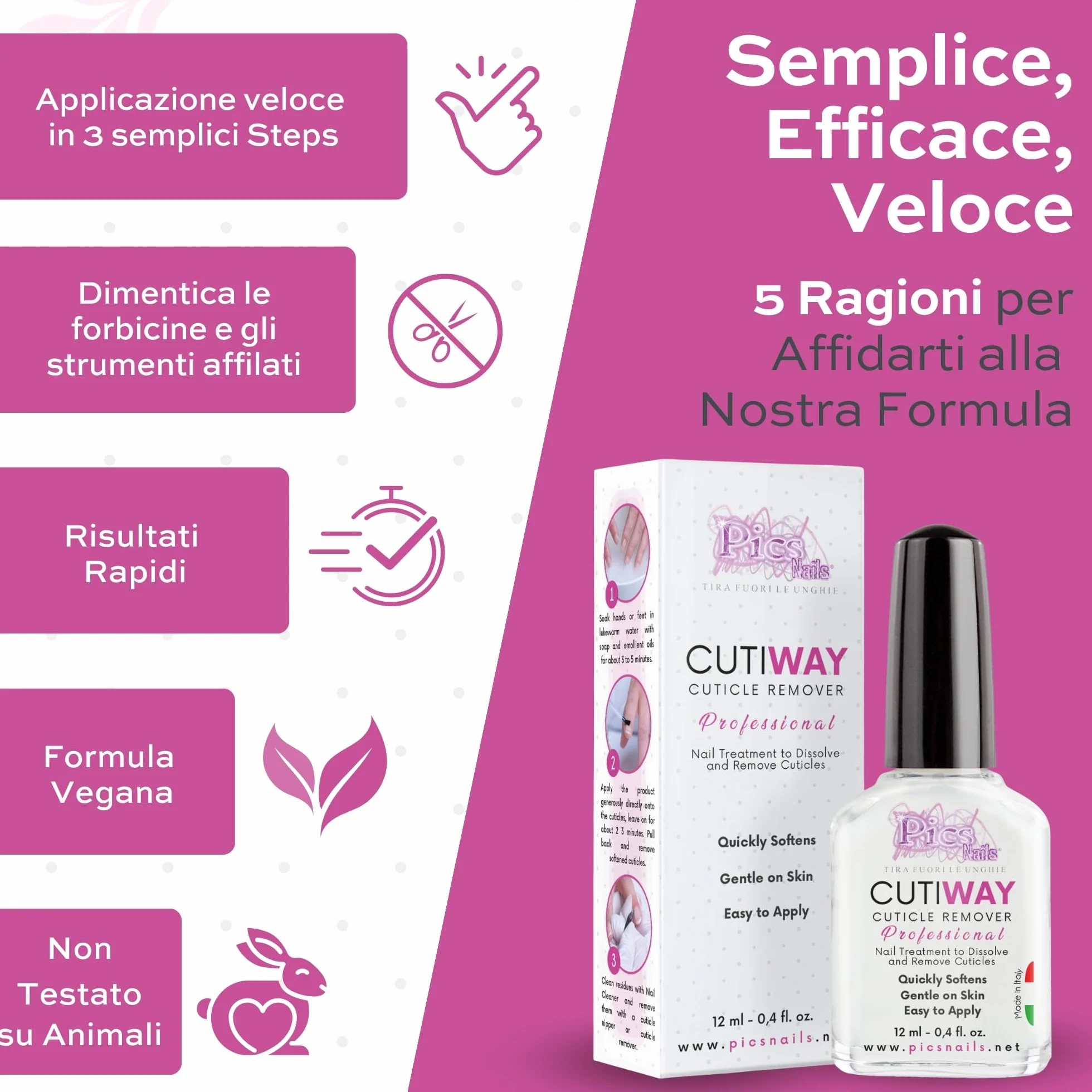 Rimuovi Cuticole Professionale 12 ml – Ammorbidisce e Rimuove Pellicine in 2-5 Minuti – Cuticle Remover Delicato e Profumato – Ideale per Manicure e Pedicure – Risultato Preciso e Unghie Curate