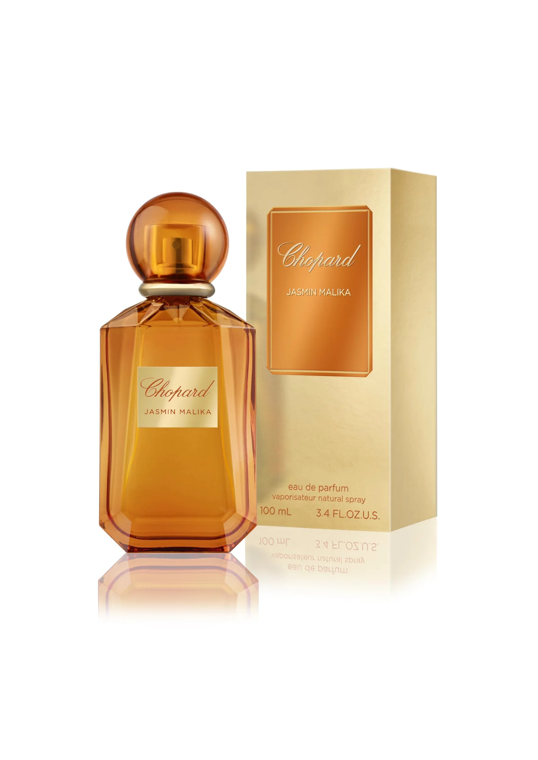 Chopard Jasmin Malika 100 ml, Eau de Parfum da Donna | Fragranza Chypre Floreale, Note Floreali e Luminose di Gelsomino, Mandarino e Patchouli, Flacone in Vetro Arancione