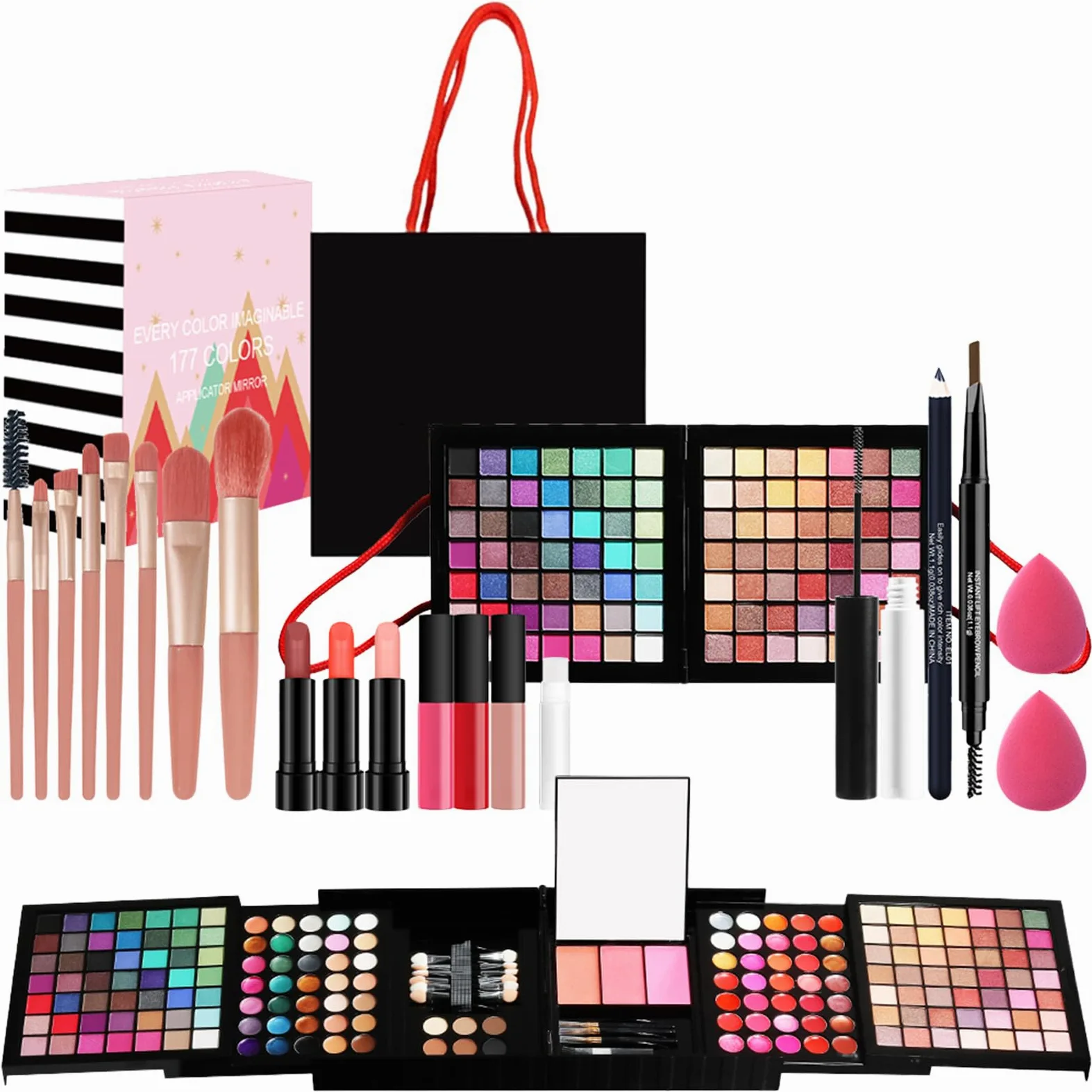 Set di trucco da donna Kit completo, kit di trucco per donna | Kit professionale - Kit cosmetico per donne e principianti, include cosmetici e strumenti per macchine