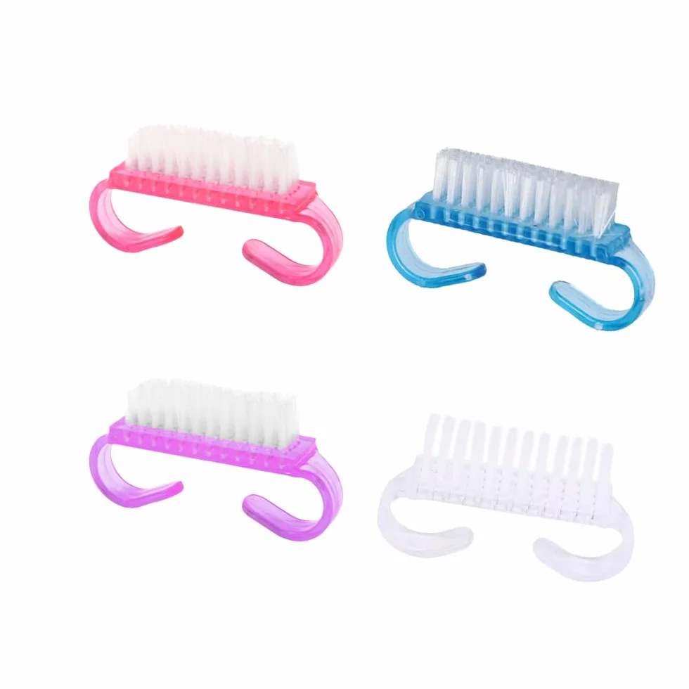 Spazzola Per Unghie 4 Pcs Mini Spazzole per Pulizia Unghie Plastica Viola Rosa Blu Trasparente
