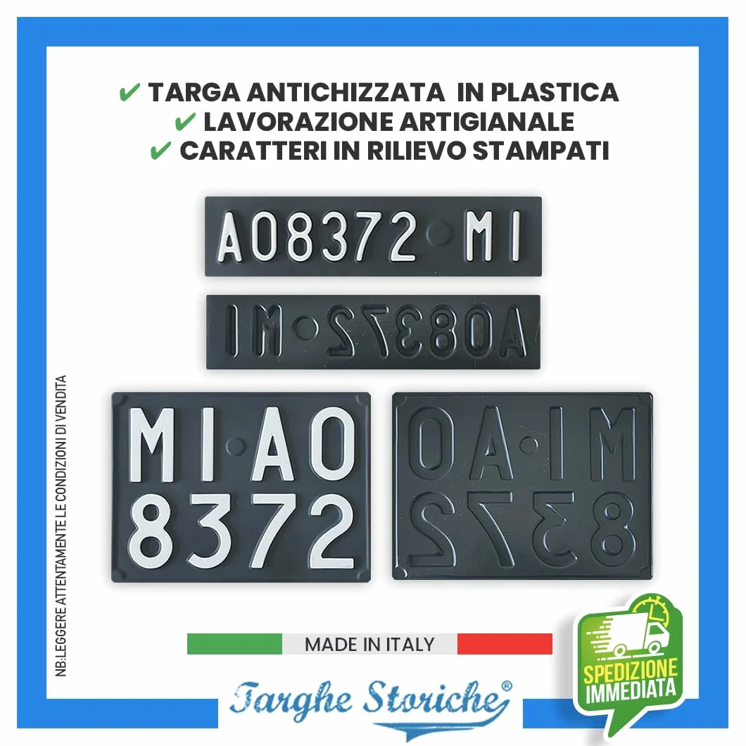 Targhe Auto in Plastica Antichizzata 1963-1975