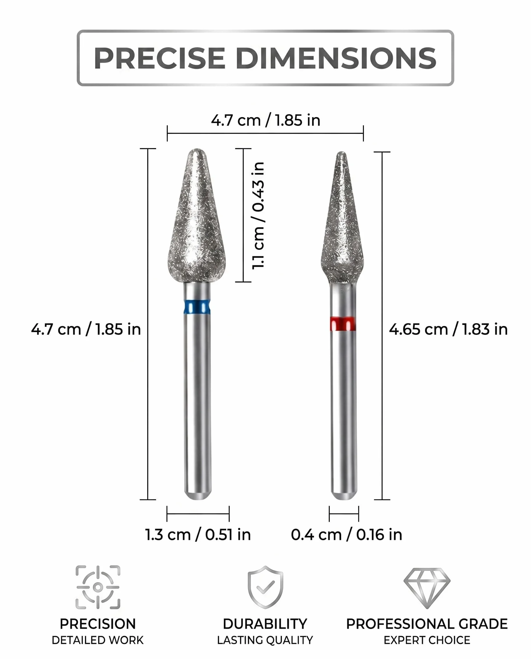 Punte Fresa Unghie 2 Pezzi Carburo di Tungsteno per Gel Acrilico Rimozione Smalto Semipermanente