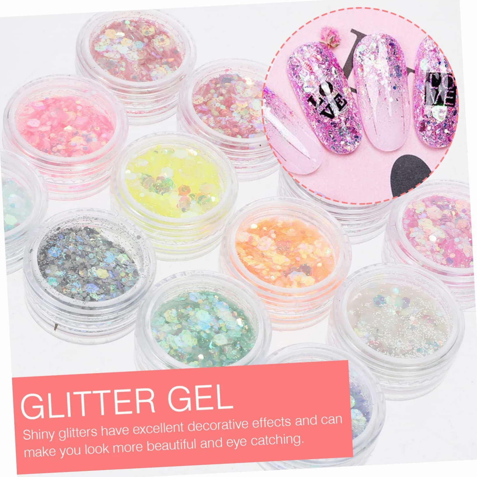 MAGICLULU 48 Scatole Glitter Gel Corpo Olografico Sirena Fiocchi Trucco Degli Occhi Ombretto Trucco Ombretto Sirena Paillettes Liquido Corpo Viso Chiodo Paillettes Fai Da Te Chiodo Fluido