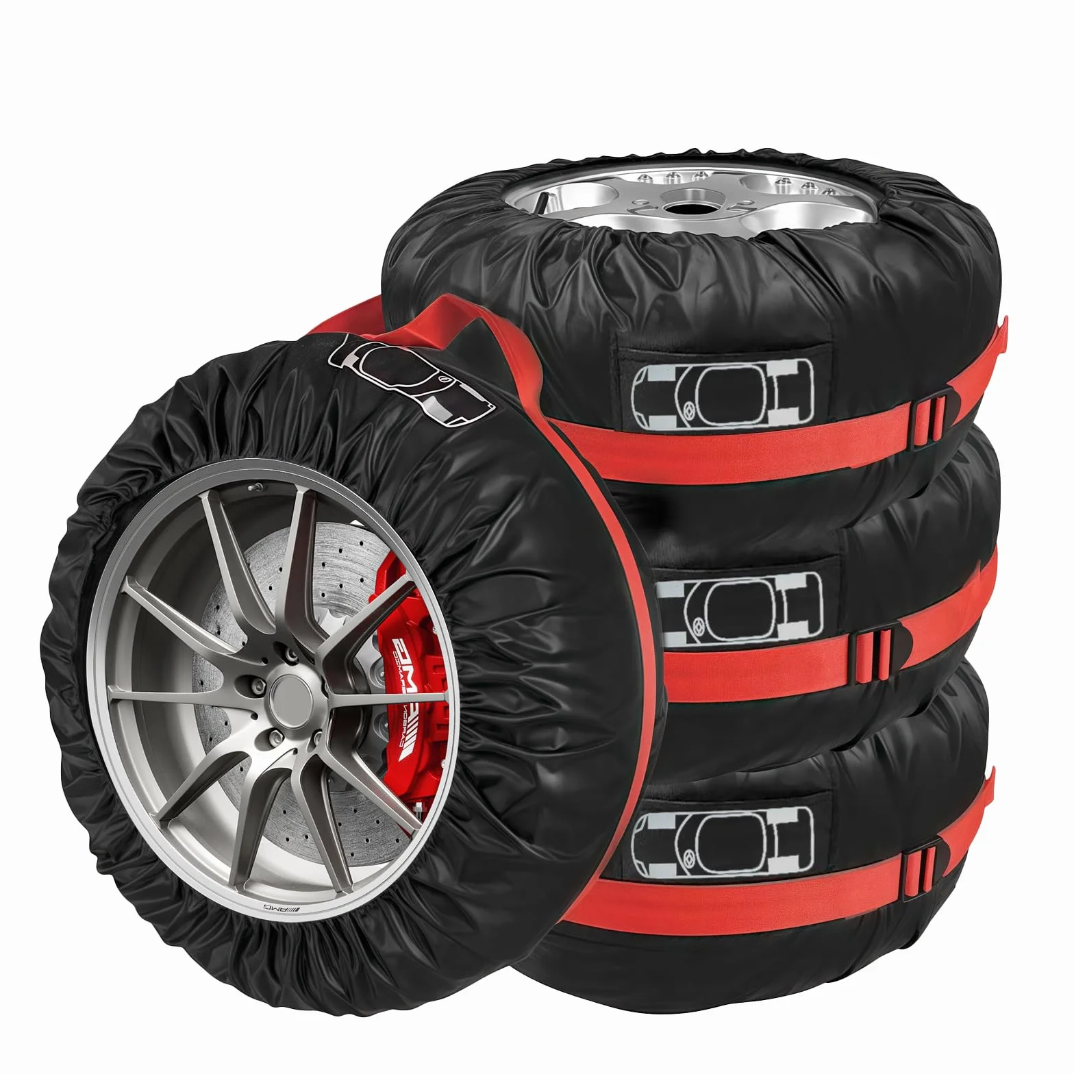 Pezzi Borsa Pneumatici Auto Copertura Ricambio 18-22" Impermeabile Antipolvere Nero