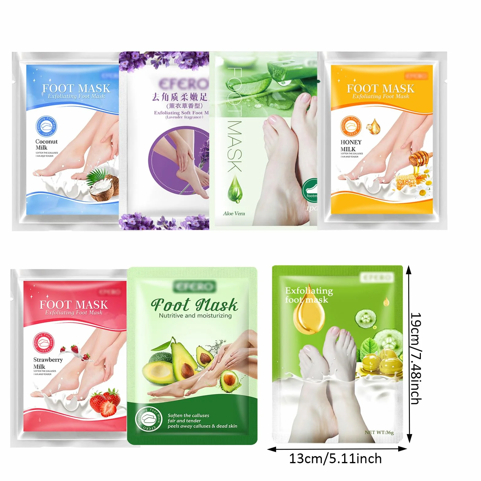 Maschere Idratanti per Piedi, 7 Paia Maschera Idratante per la Cura dei Piedi, Maschera Piedi Peeling Esfoliante, Maschera Idratante per Peeling Piedi, Calzini Esfolianti per Piedi per Donne Uomini